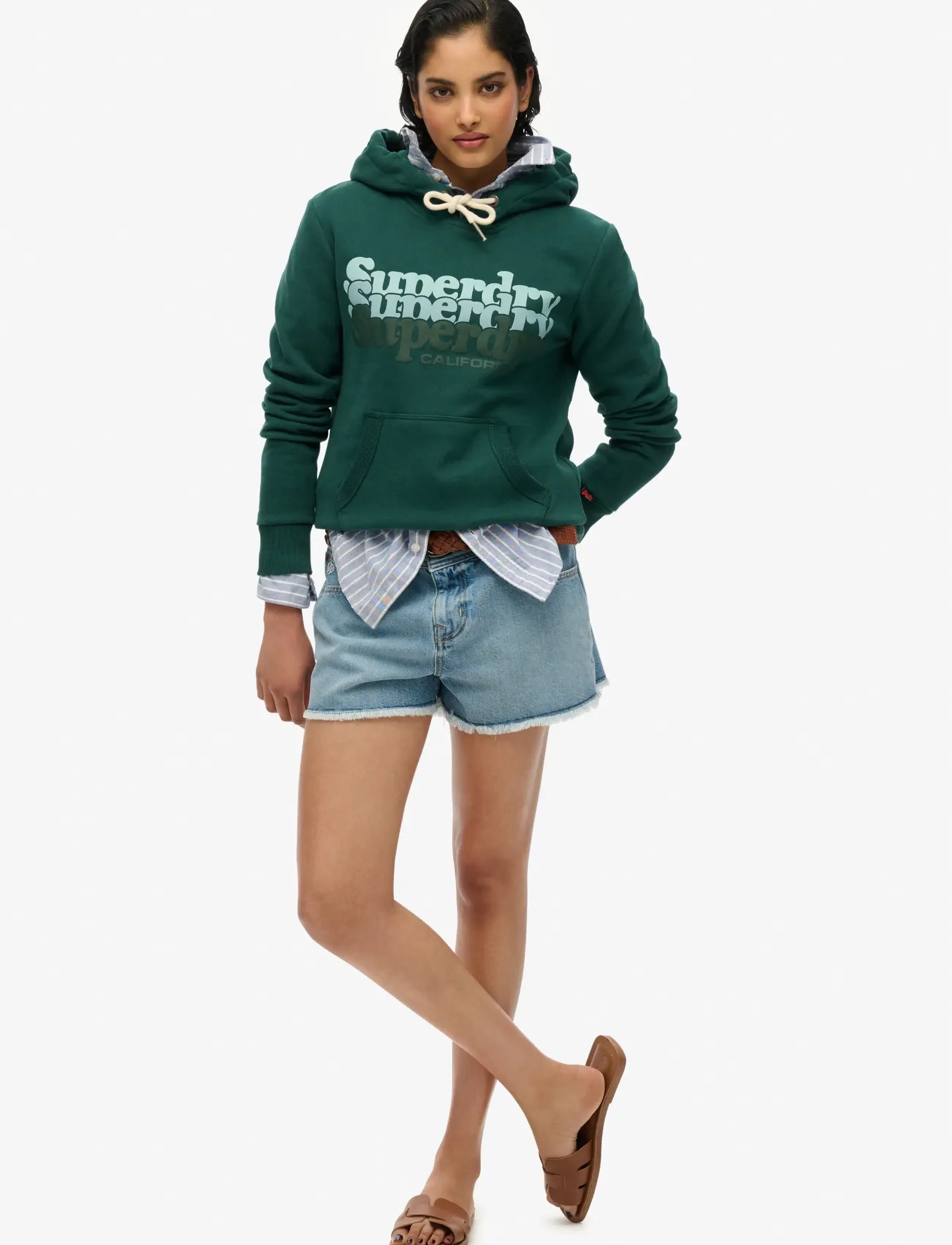 Superdry - STACKED HOOD - hættetrøjer - dark pine green - 3