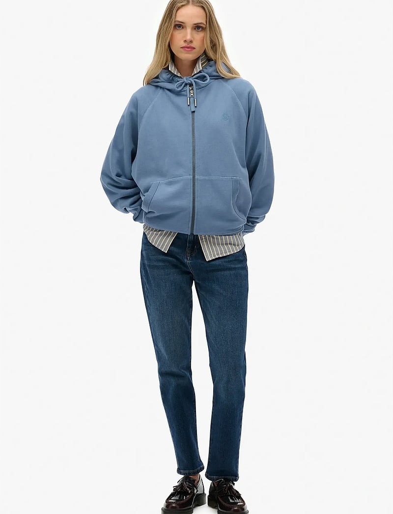 Superdry - STUDIOS RELAXED ZIP HOODIE - hættetrøjer - tidal blue - 4