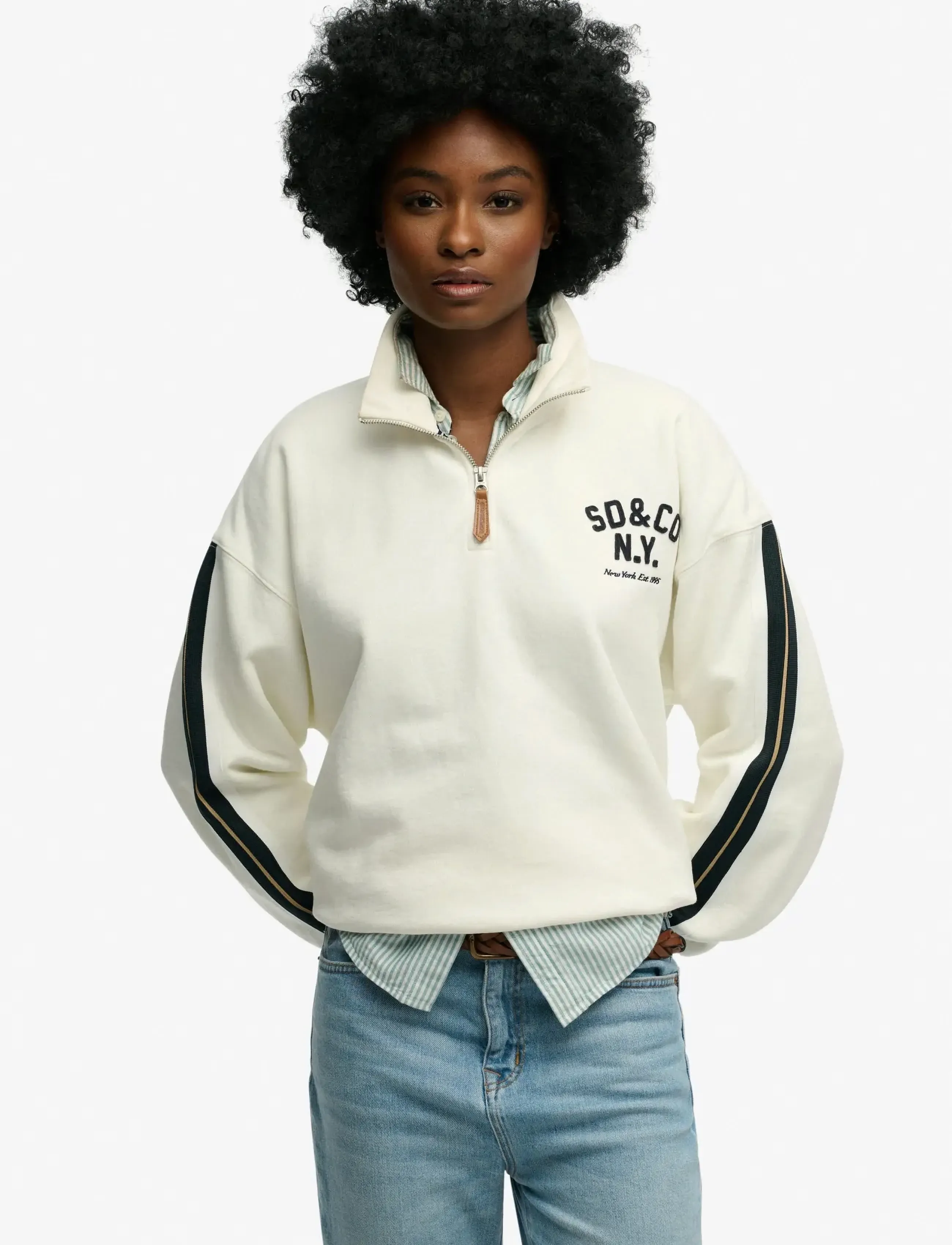 Superdry - COUNTRY CLUB APPLIQUE HALF ZIP - sweatshirts & kapuzenpullover - cream - 0