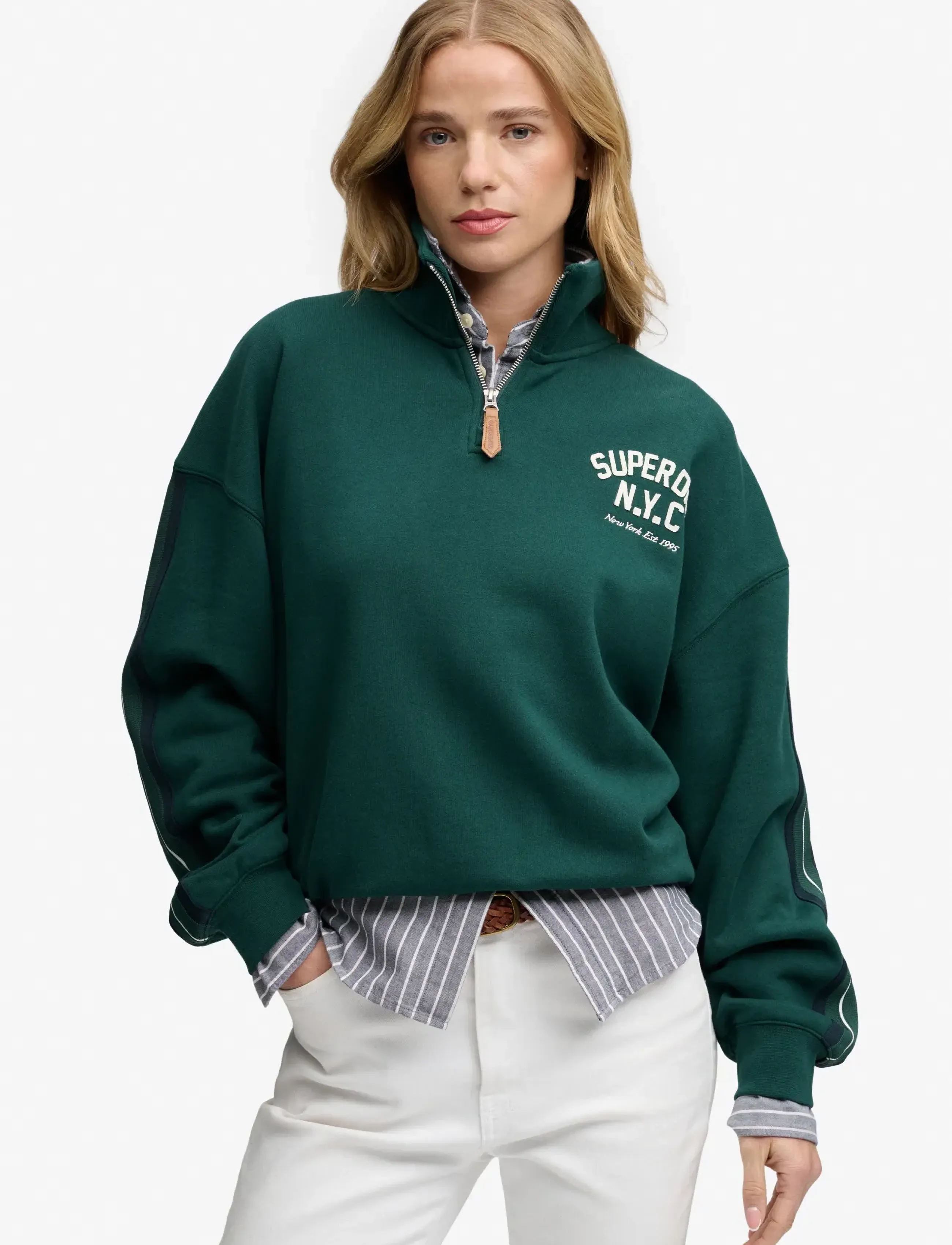 Superdry - COUNTRY CLUB APPLIQUE HALF ZIP - sweatshirts - dark pine green - 0