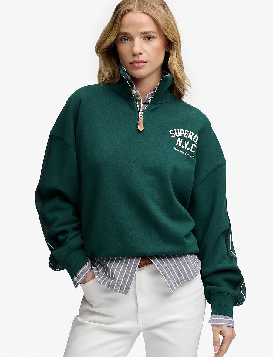 Superdry - COUNTRY CLUB APPLIQUE HALF ZIP - sweatshirts - dark pine green - 0
