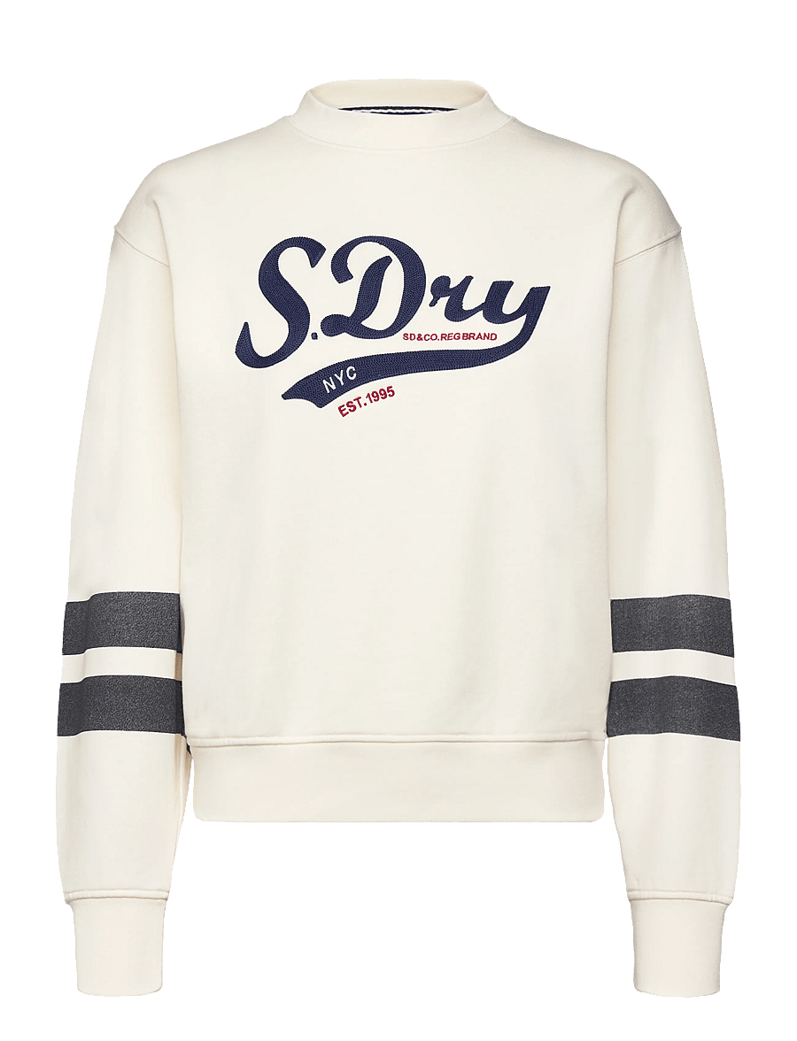 Superdry - VARSITY SCRIPT LOOSE CREW - everyday style - cream - 1