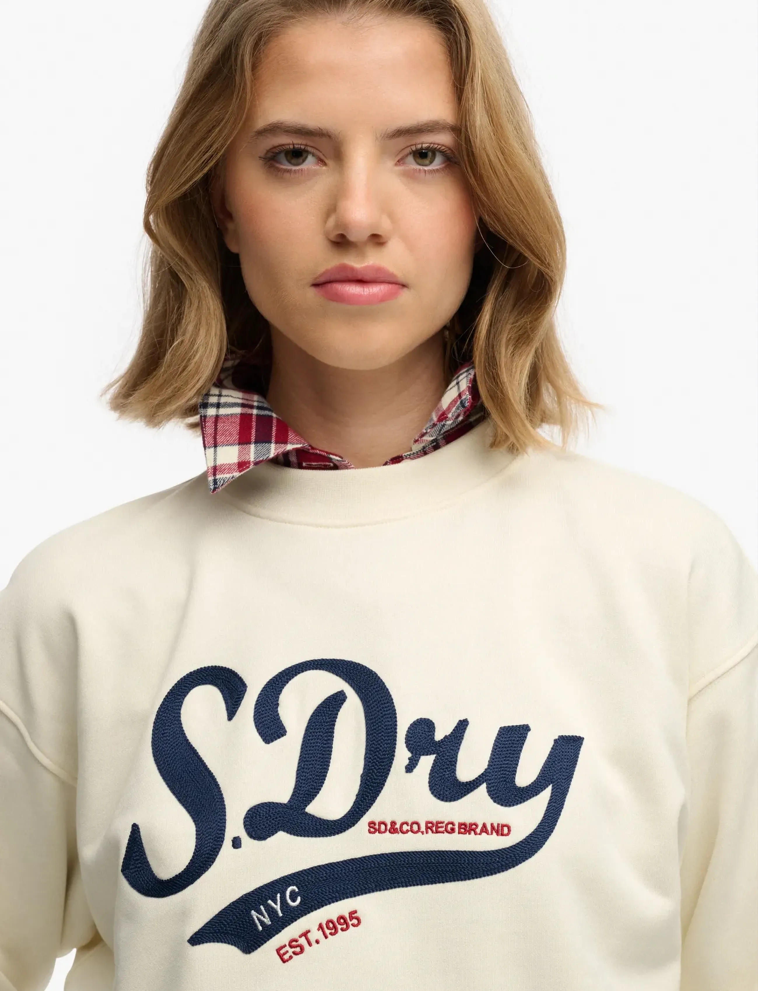 Superdry - VARSITY SCRIPT LOOSE CREW - dressipluusid ja kapuutsiga dressipluusid - cream - 3