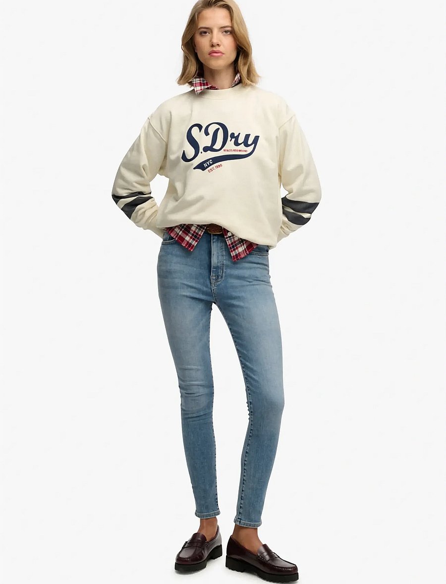 Superdry - VARSITY SCRIPT LOOSE CREW - everyday style - cream - 5