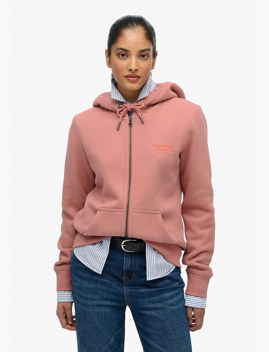 Superdry - ESSENTIAL LOGO ZIP HOODIE - hættetrøjer - ash rose - 0