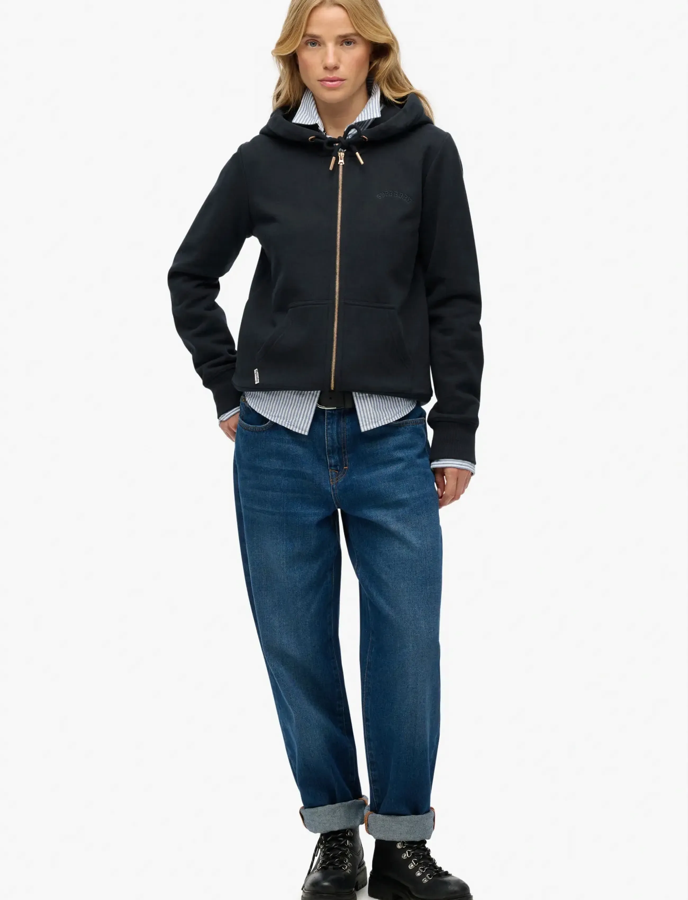 Superdry - ESSENTIAL LOGO ZIPHOOD HB - kapuutsiga dressipluusid - eclipse navy - 5