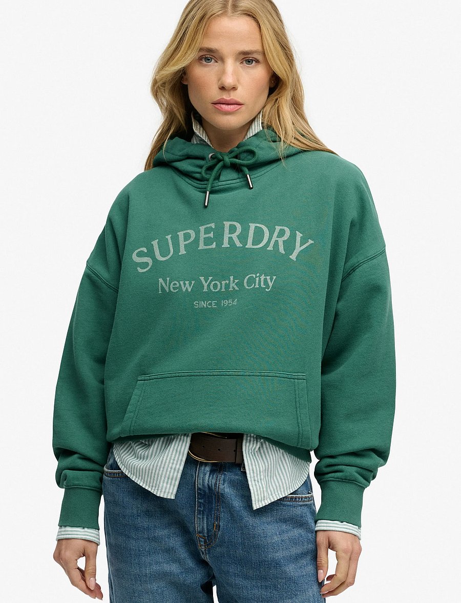Superdry - LUXE CASUAL RELAXED HOOD - kapuzenpullover - pine green - 0