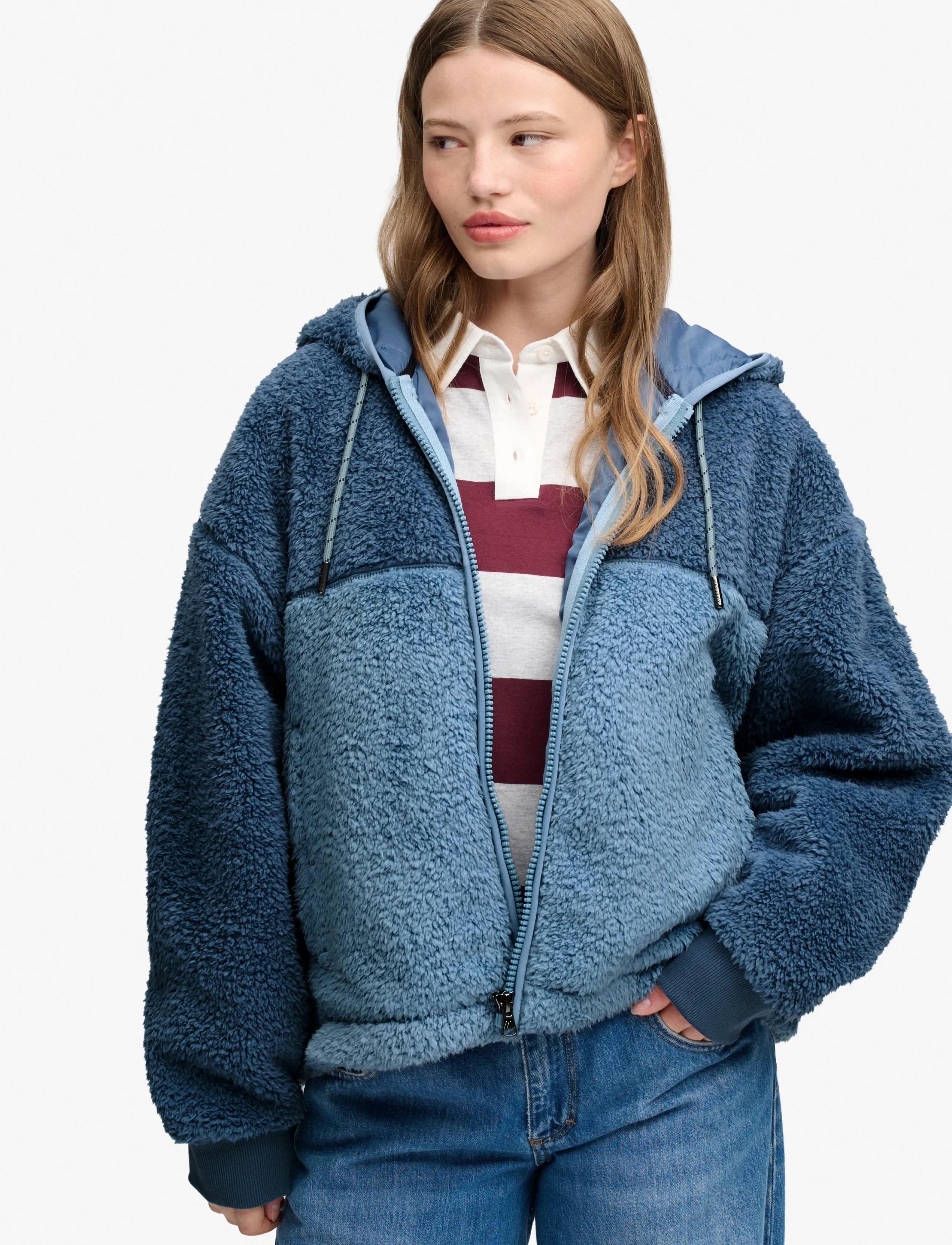 Superdry SUPER SOFT ZIPHOOD - Jackor & Kappor - WASHED DENIM BL/DRY SLATE BLUE / blue