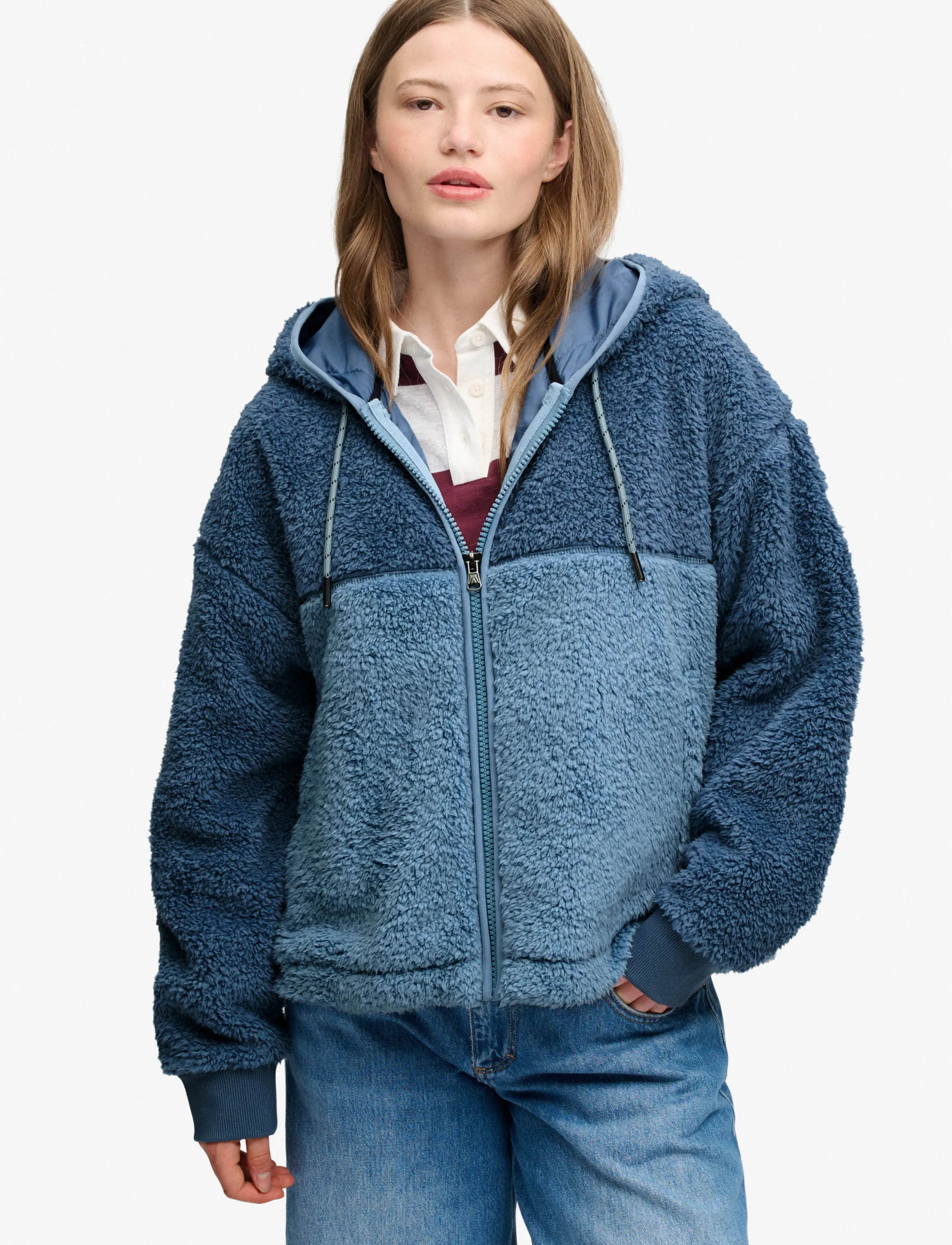 Superdry - SUPER SOFT ZIPHOOD - vinterjackor - washed denim bl/dry slate blue - 2