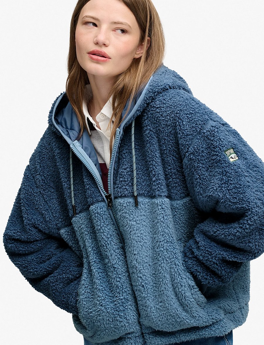 Superdry - SUPER SOFT ZIPHOOD - vinterjackor - washed denim bl/dry slate blue - 3