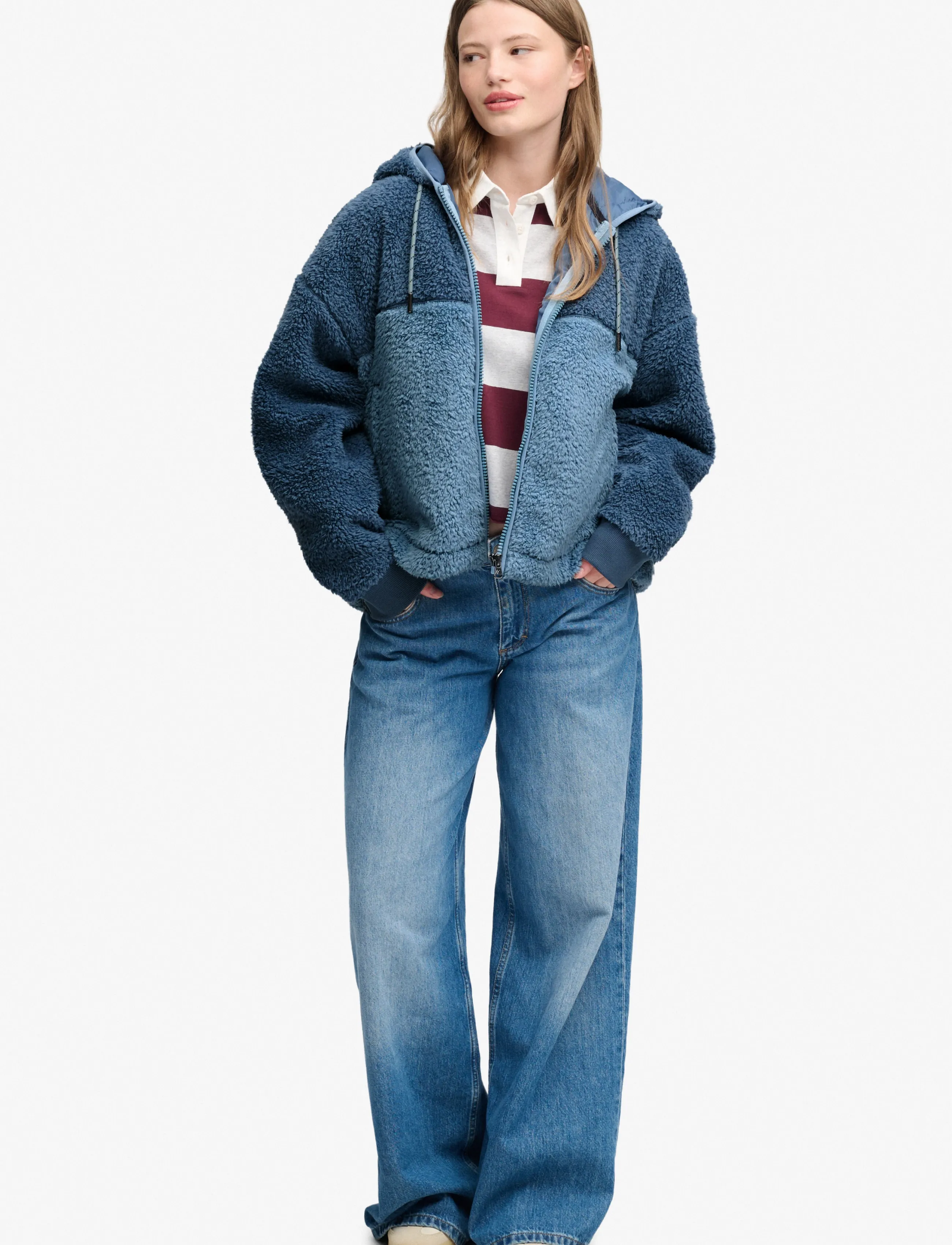 Superdry - SUPER SOFT ZIPHOOD - vinterjackor - washed denim bl/dry slate blue - 4