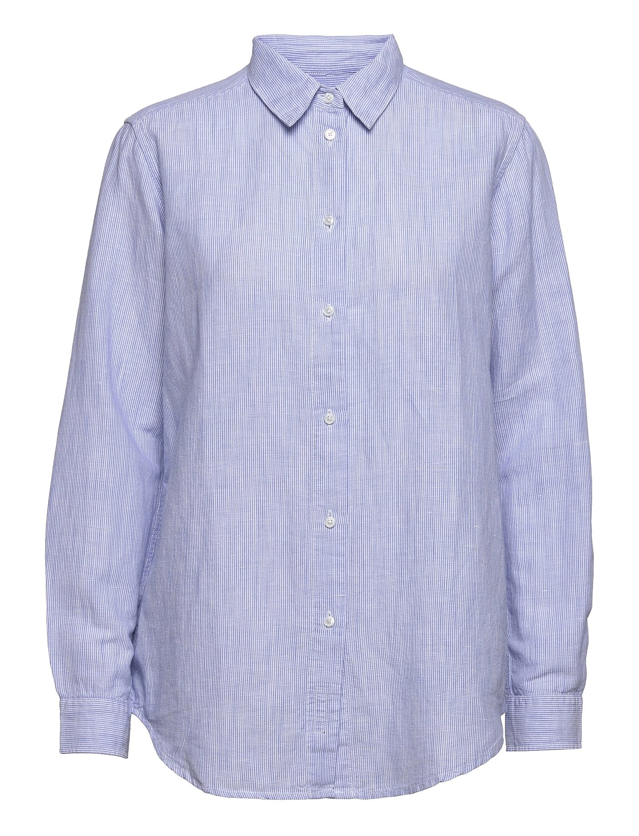 LINEN BOYFRIEND SHIRT - BLUE BONNET STRIPE