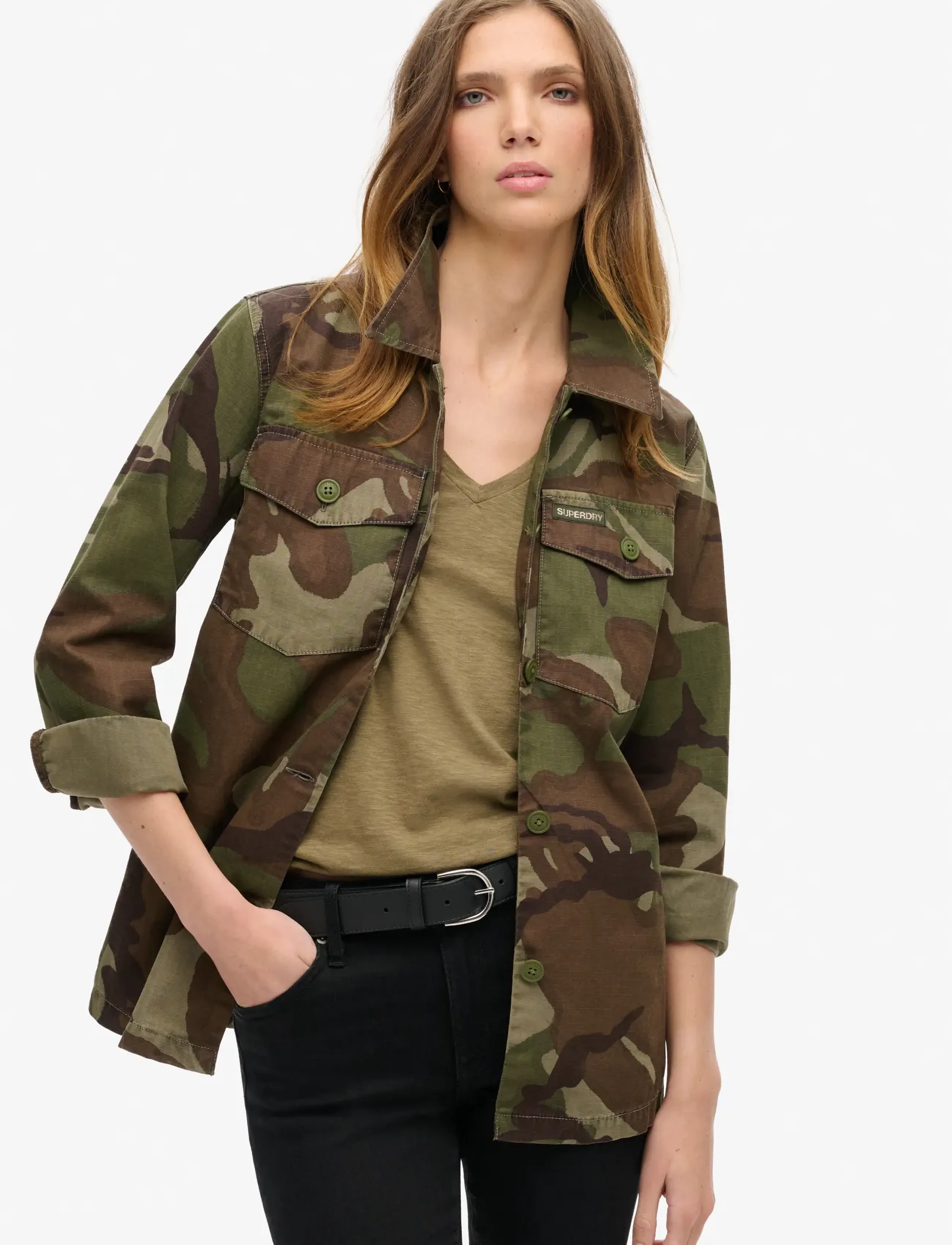 Superdry MILITARY OVERSHIRT - Jackets & Coats - OUTLINE CAMO / khaki/green