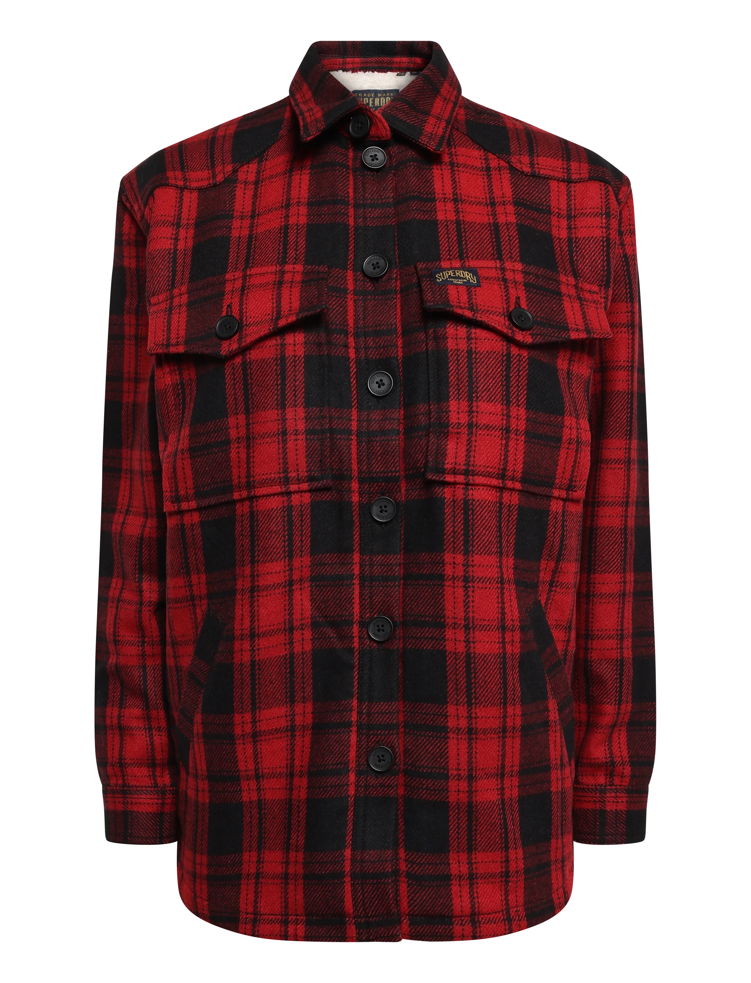Superdry BORG CHECK OVERSHIRT - Paitatakit - RED CHECK / red