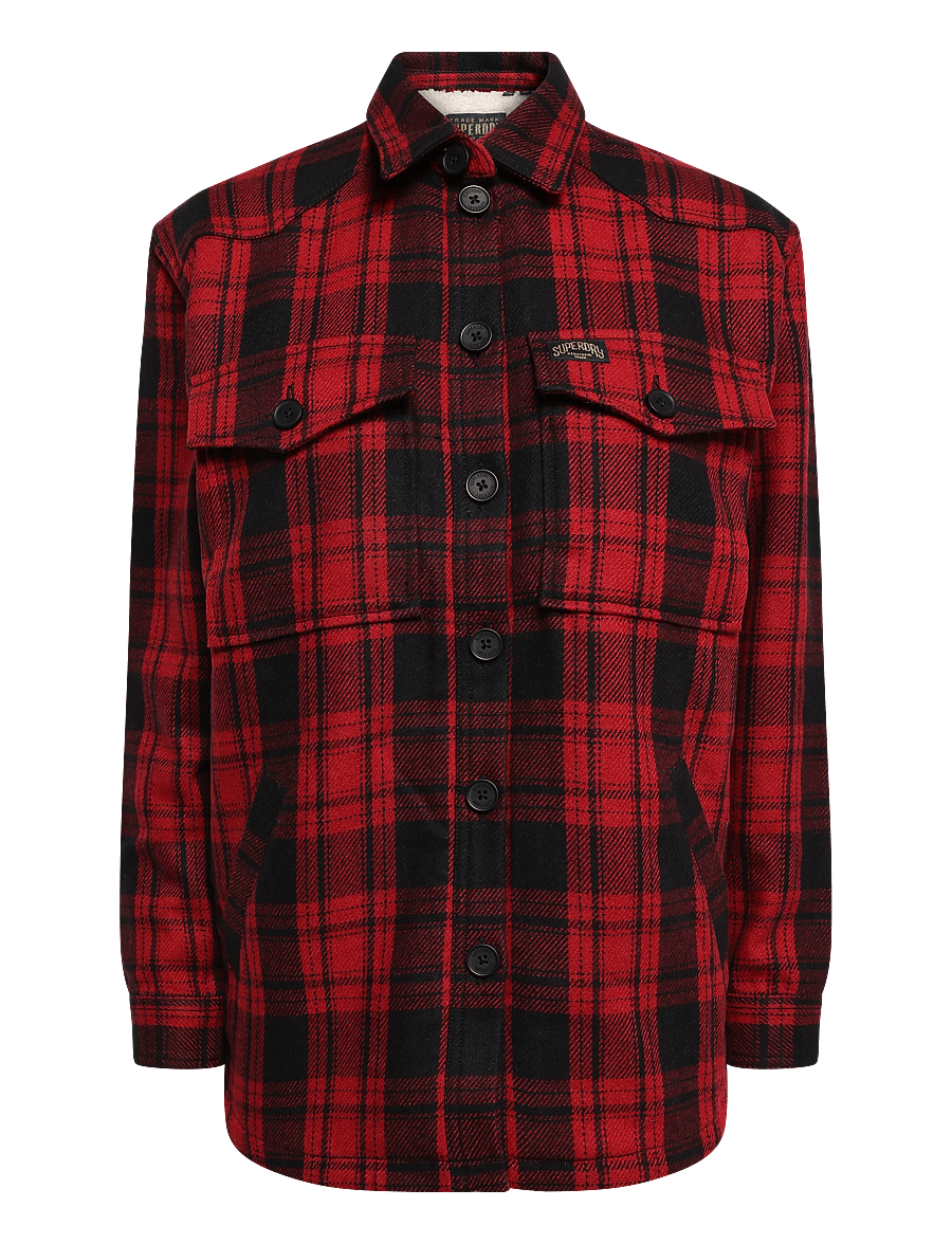 Superdry - BORG CHECK OVERSHIRT - overshirts - red check - 1