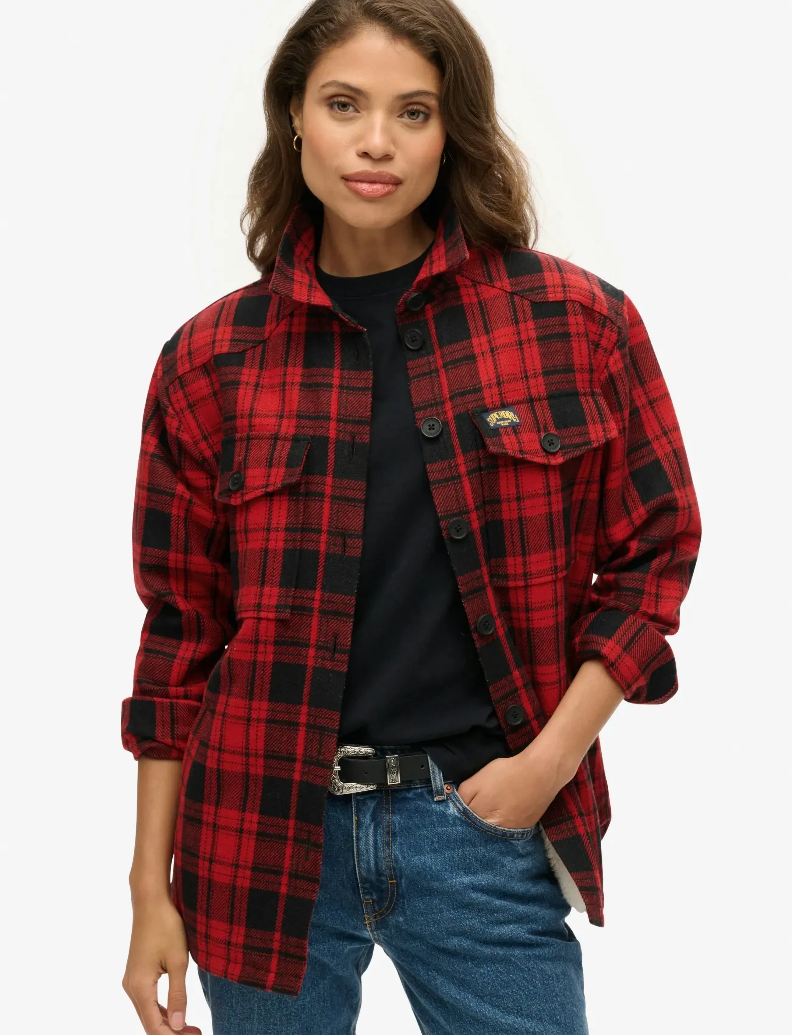 Superdry BORG CHECK OVERSHIRT - Everyday Style - RED CHECK / red