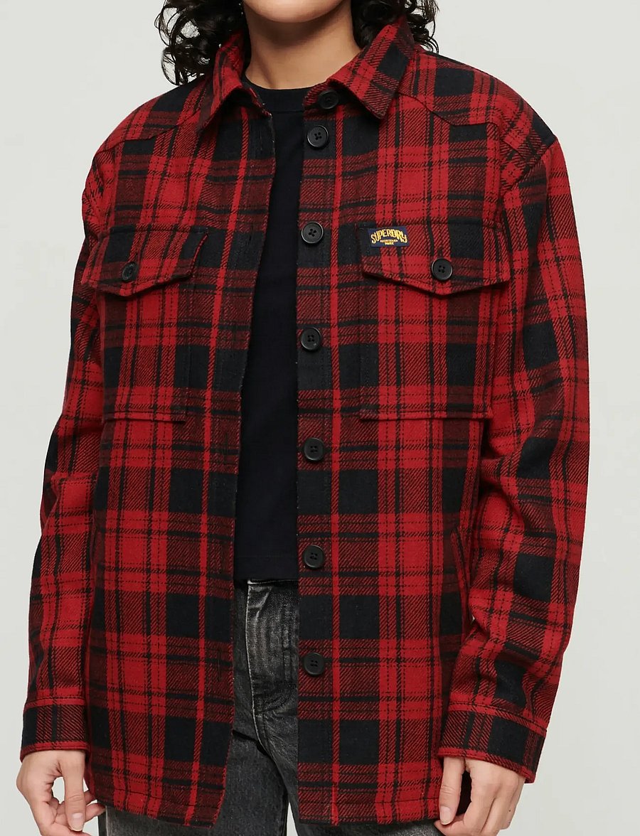 Superdry - BORG CHECK OVERSHIRT - overshirts - red check - 4