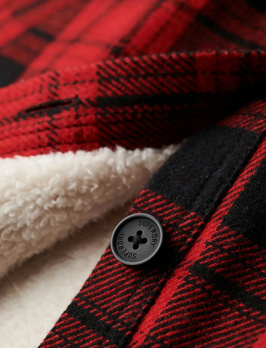 Superdry - BORG CHECK OVERSHIRT - overshirts - red check - 5