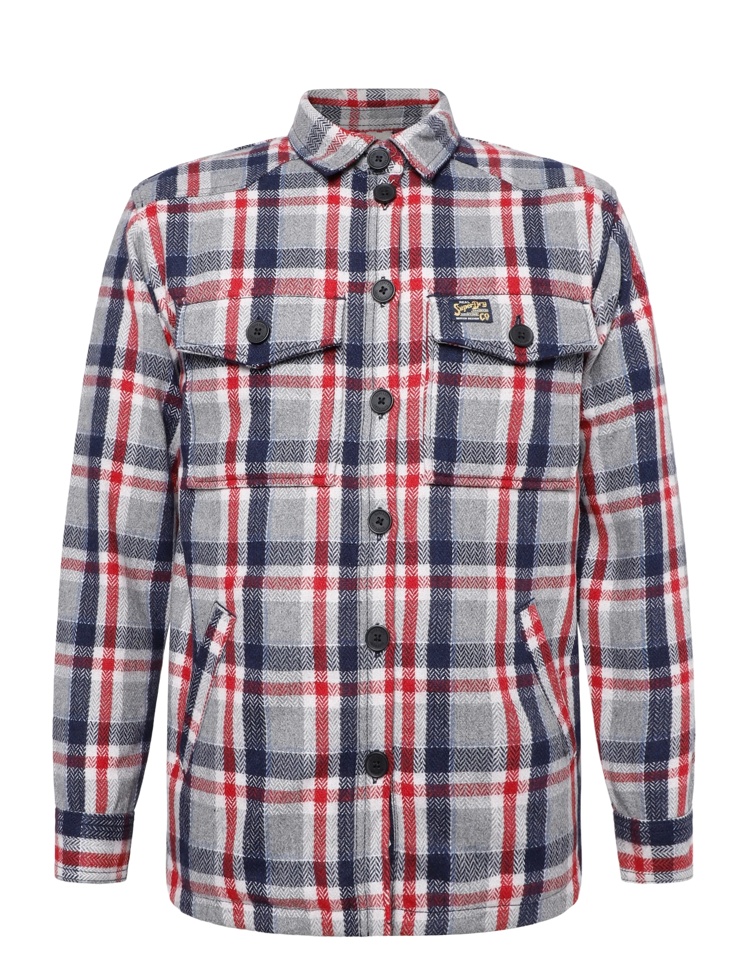 SUPERDRY Borg Check Overshirt Grau - 12 - Damen