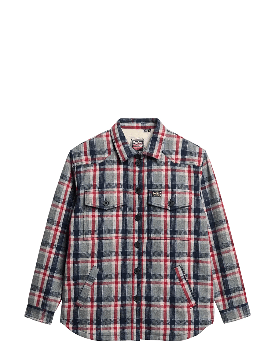 Superdry - BORG CHECK OVERSHIRT - spring jackets - red/grey check - 1