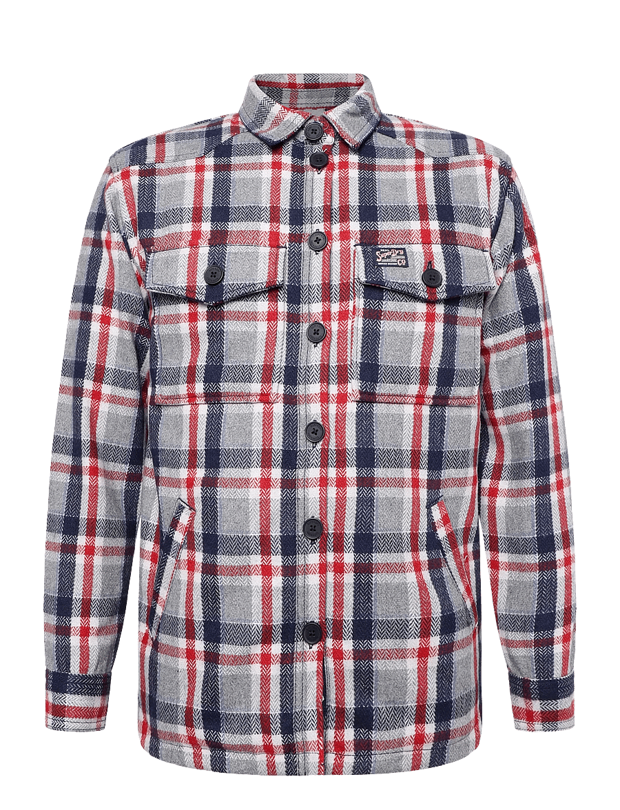 Superdry - BORG CHECK OVERSHIRT - overshirts - red/grey check - 1