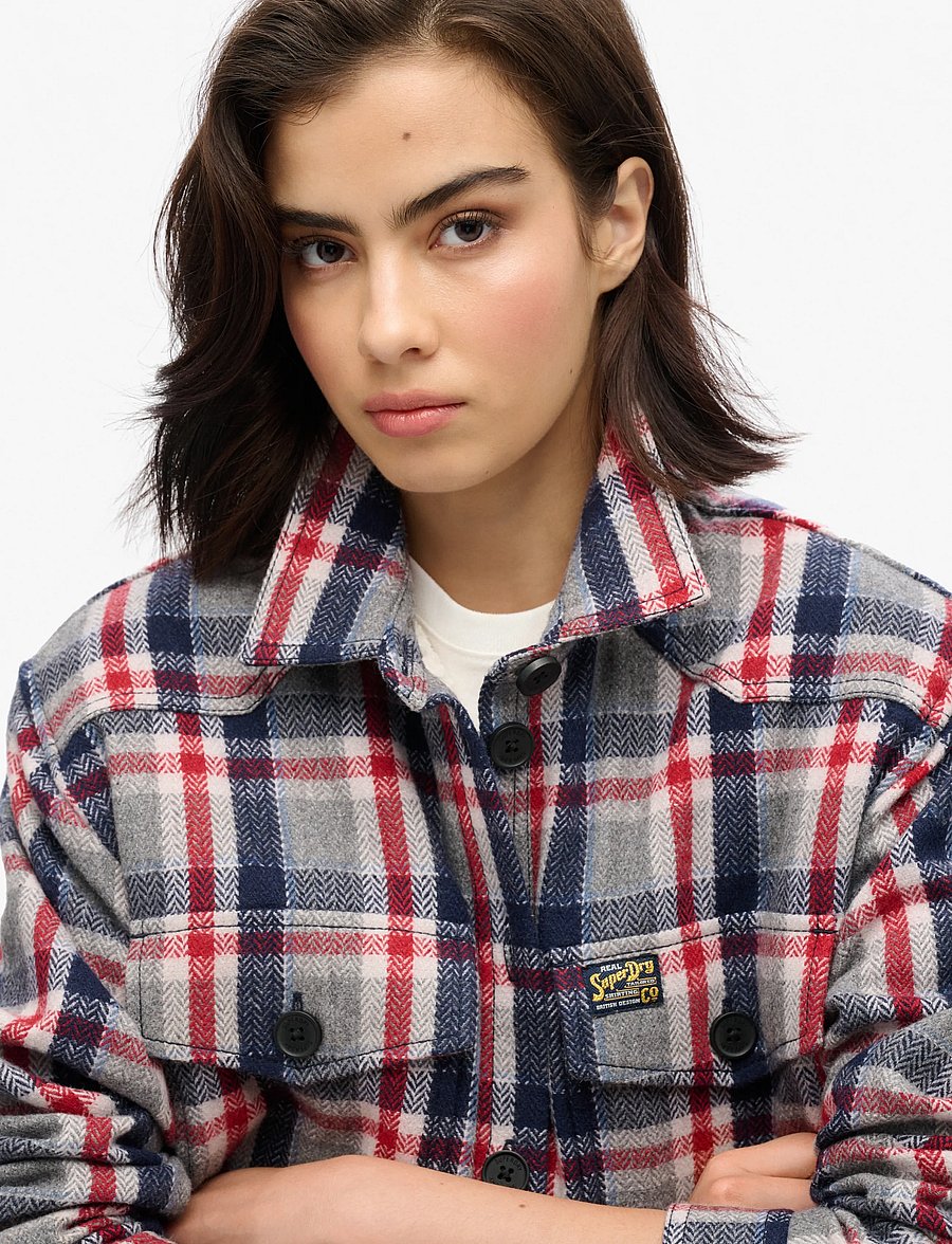 Superdry - BORG CHECK OVERSHIRT - spring jackets - red/grey check - 2