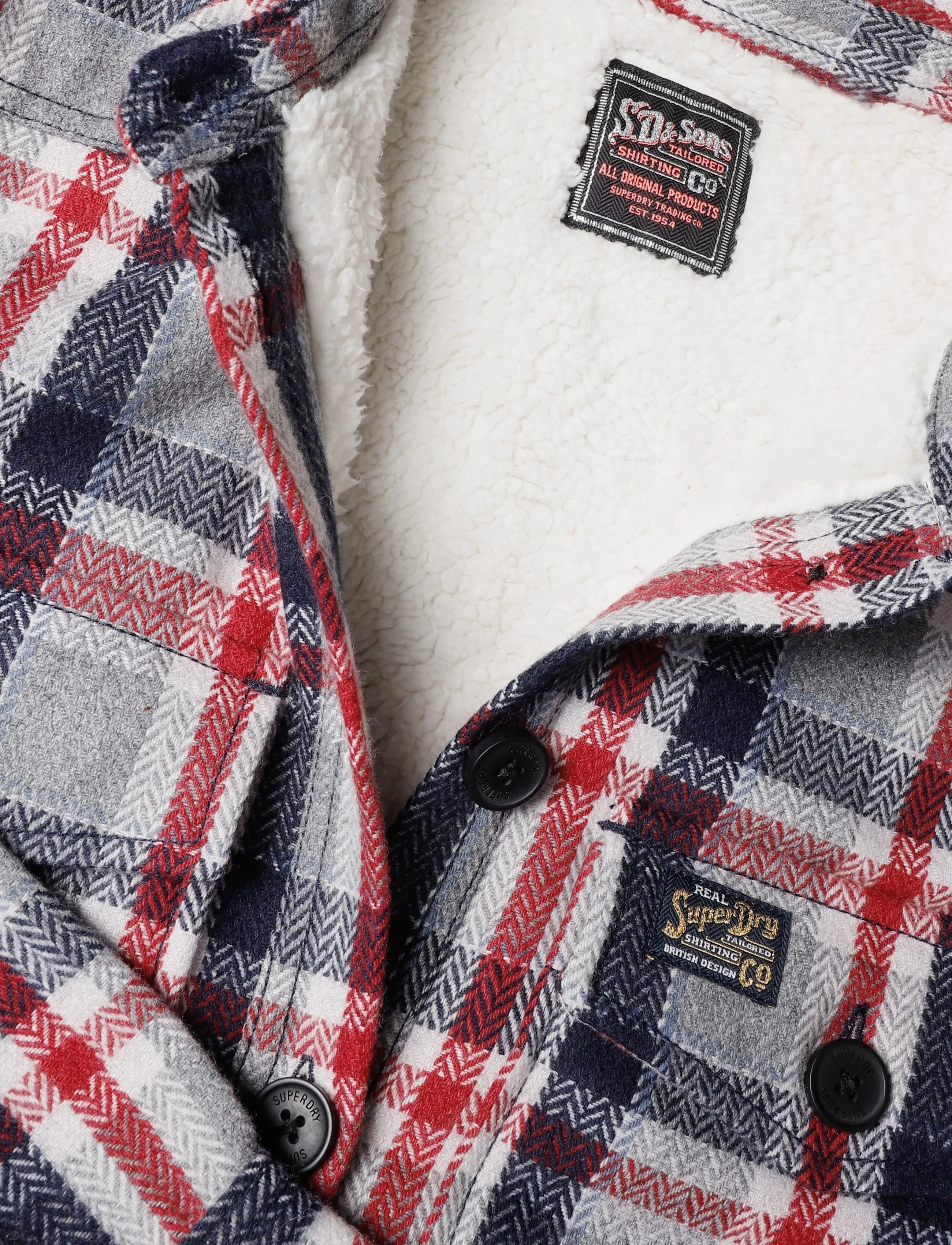 Superdry - BORG CHECK OVERSHIRT - forårsjakker - red/grey check - 5