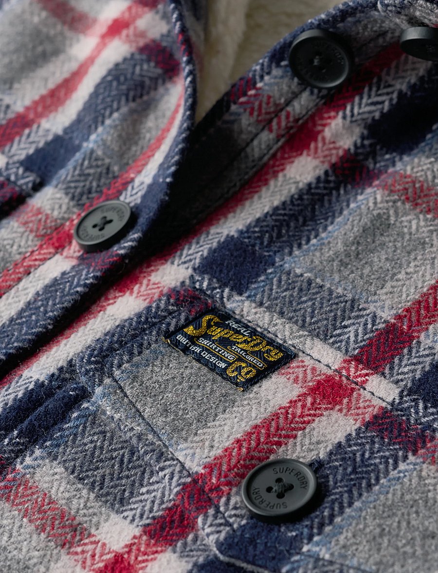 Superdry - BORG CHECK OVERSHIRT - spring jackets - red/grey check - 4