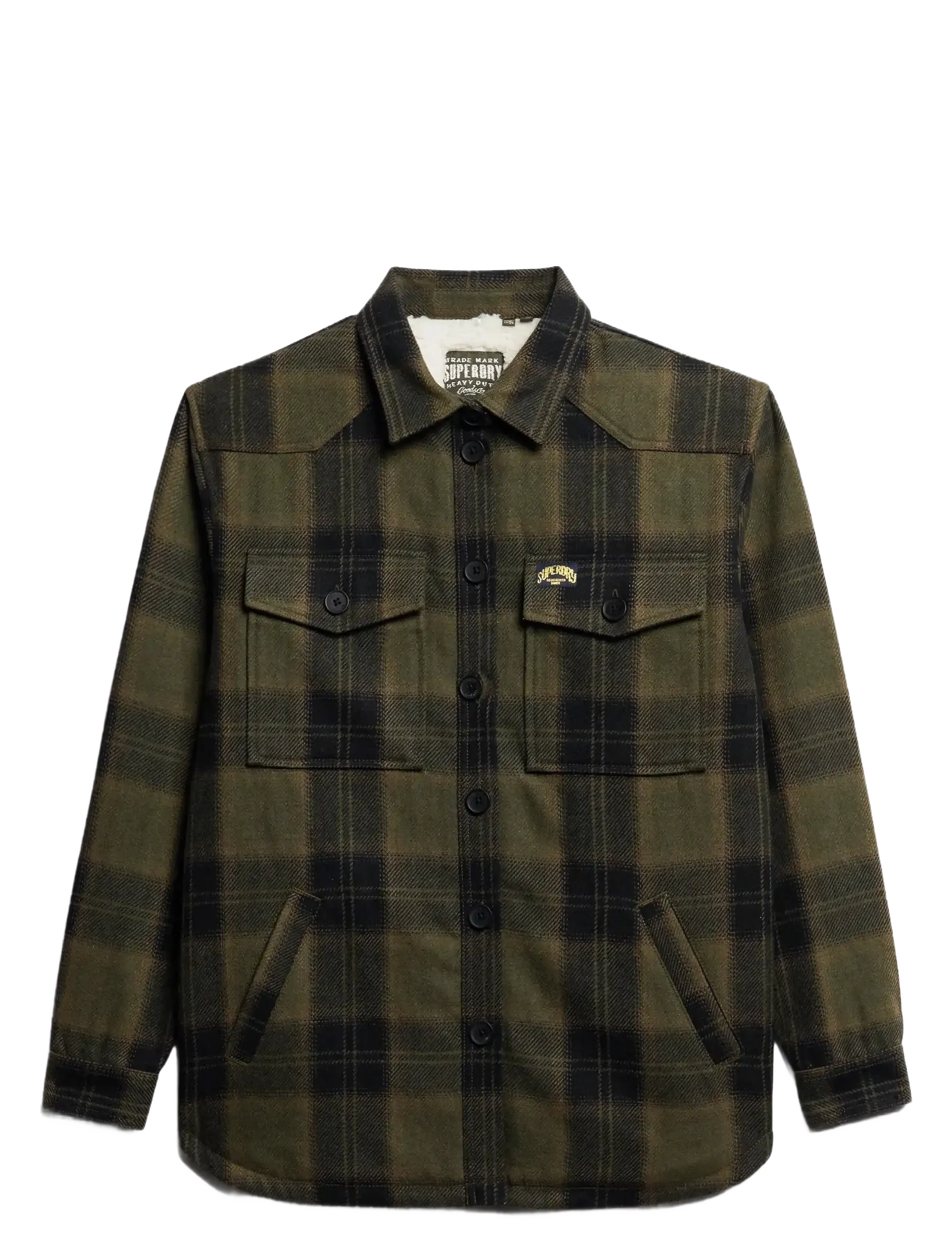 SUPERDRY Borg Check Overshirt Grün - 12 - Damen