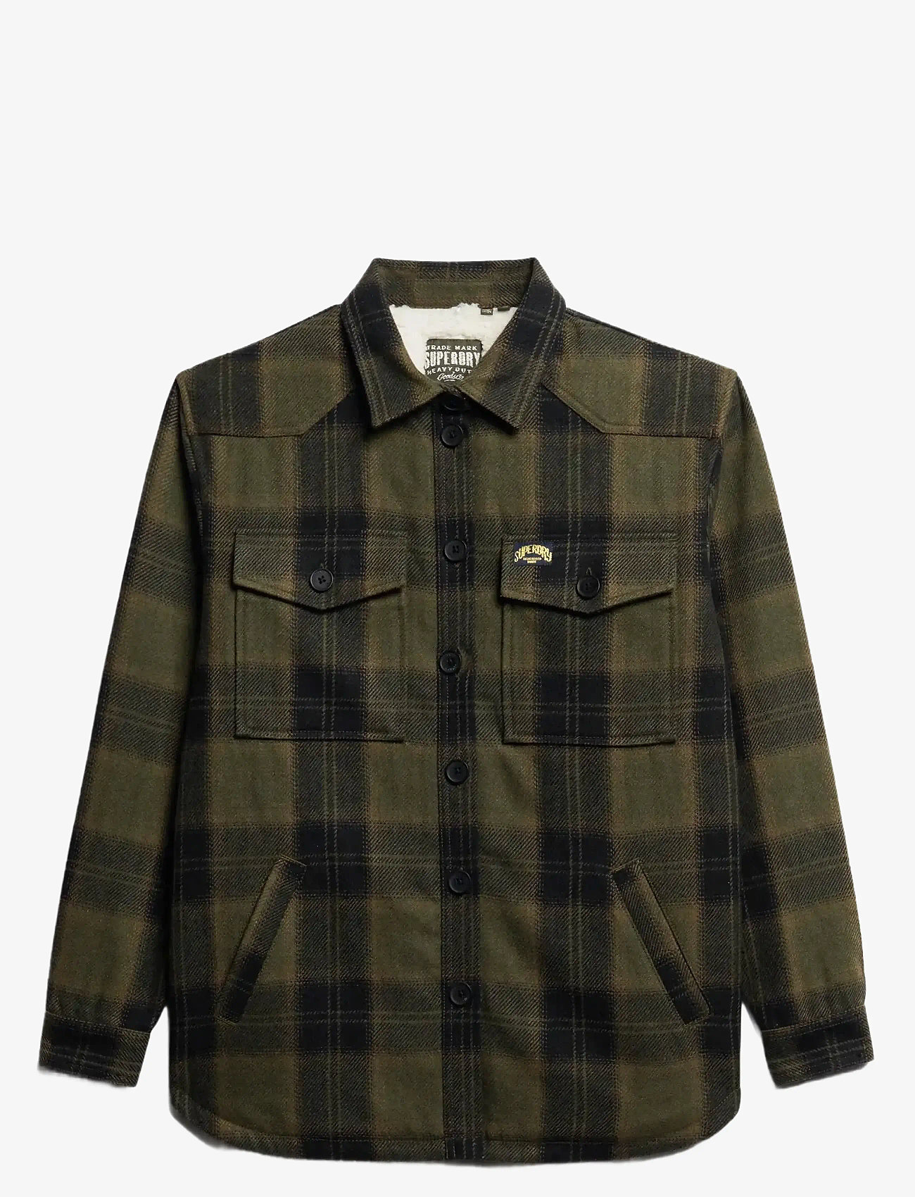 Superdry - BORG CHECK OVERSHIRT - vårjackor - roderick check olive - 0
