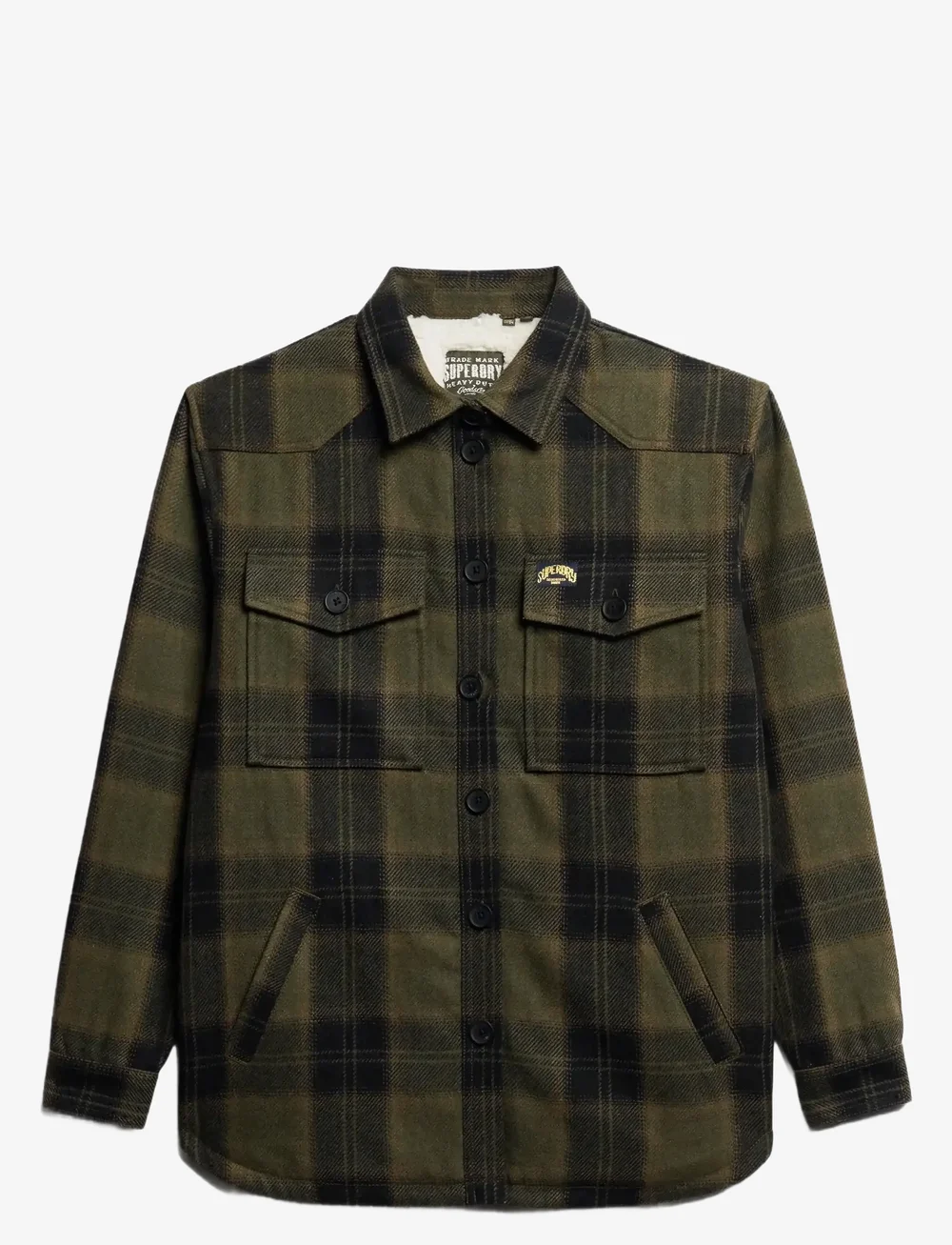 Superdry - BORG CHECK OVERSHIRT - efterårsjakker - roderick check olive - 1