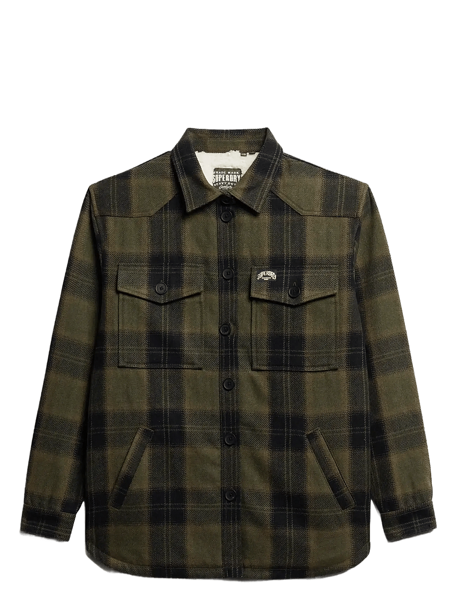 Superdry - BORG CHECK OVERSHIRT - frühlingsjacken - roderick check olive - 1