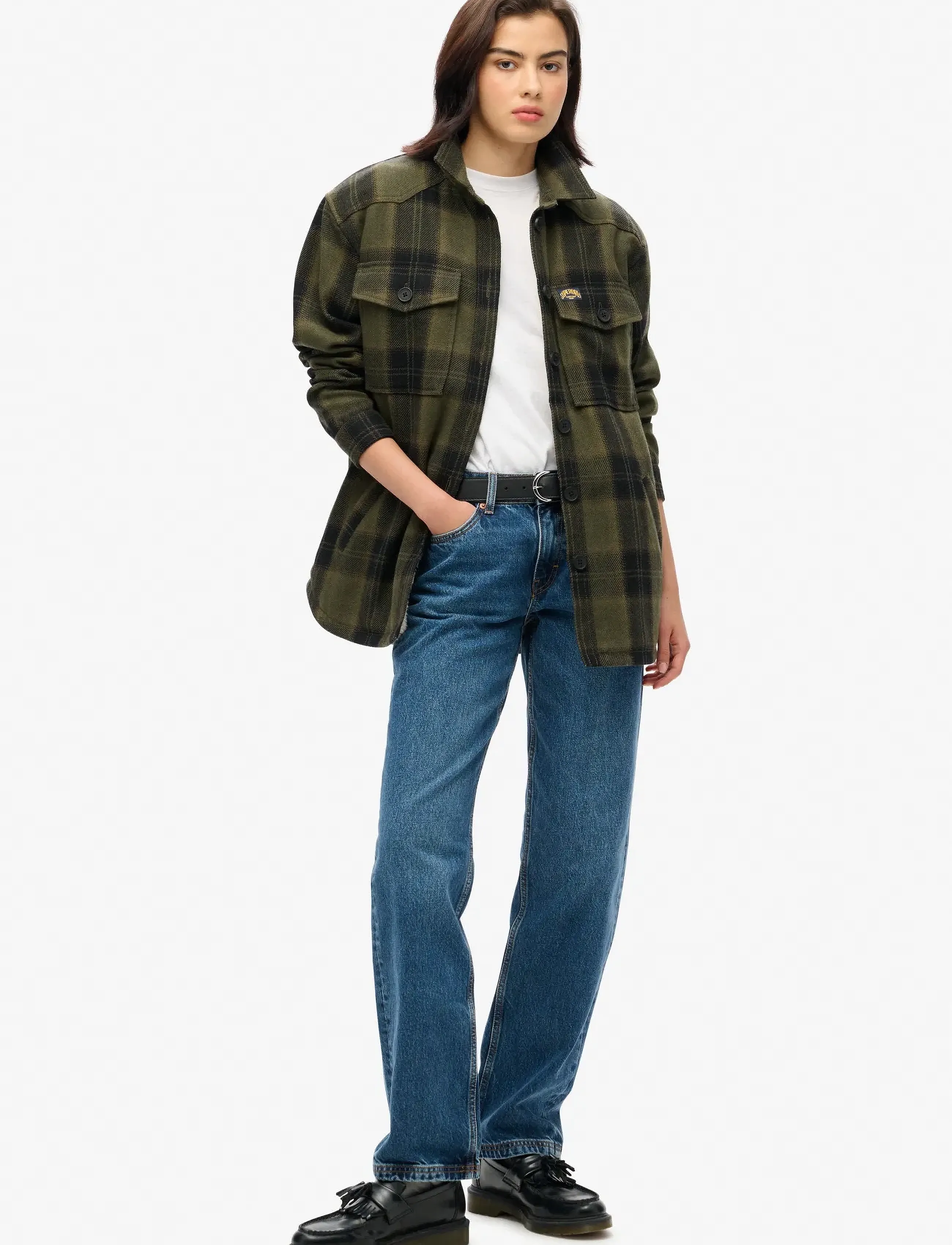 Superdry - BORG CHECK OVERSHIRT - lette jakker - roderick check olive - 2