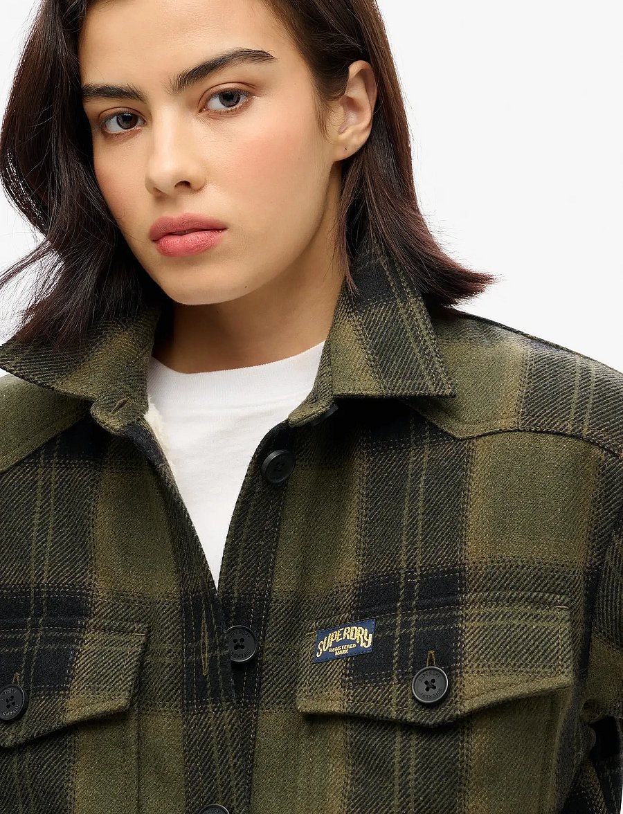 Superdry - BORG CHECK OVERSHIRT - frühlingsjacken - roderick check olive - 3