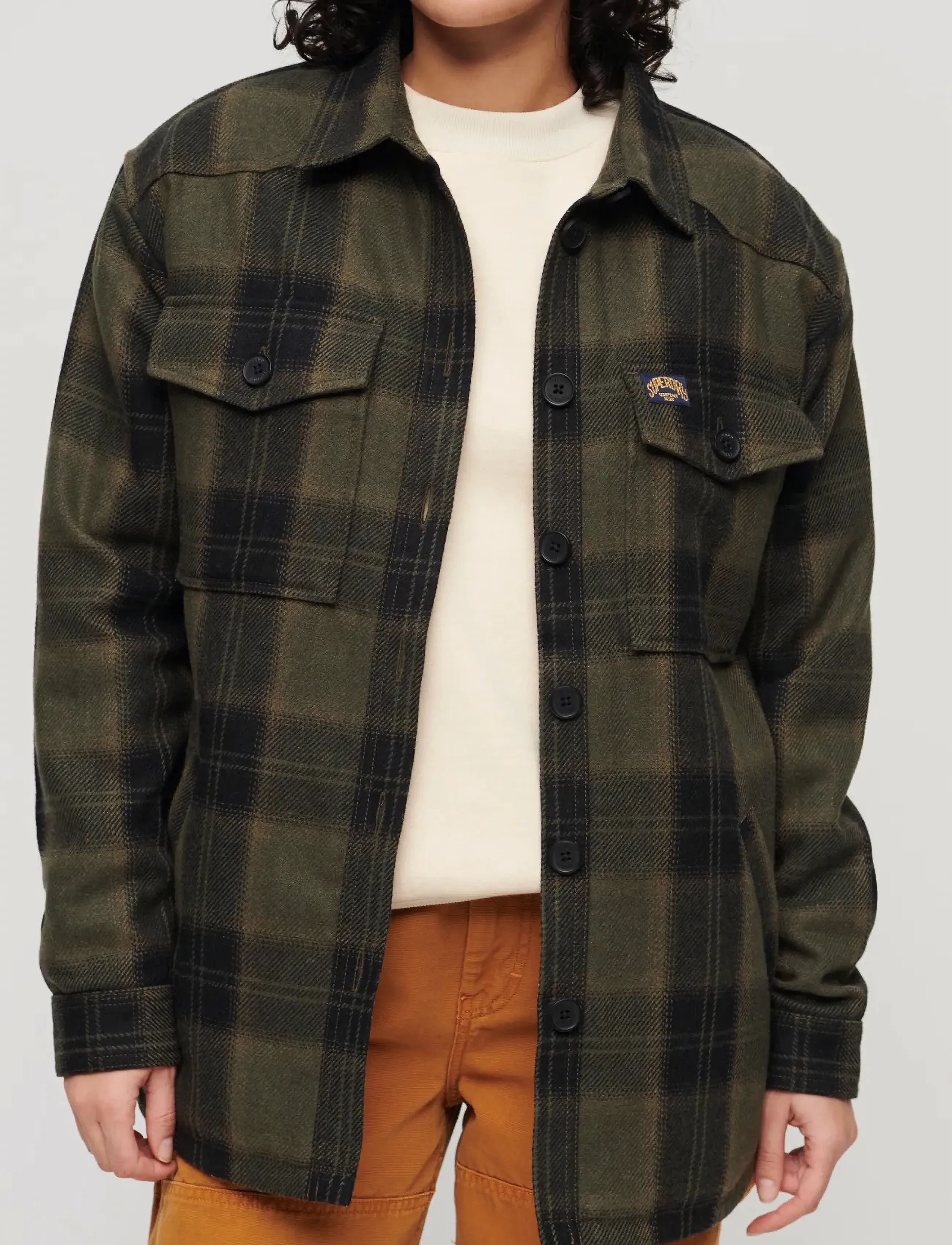 Superdry - BORG CHECK OVERSHIRT - lette jakker - roderick check olive - 4