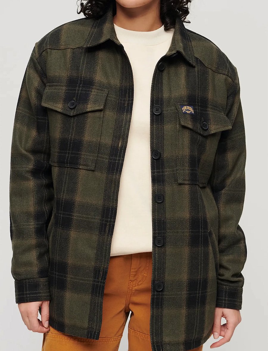 Superdry - BORG CHECK OVERSHIRT - frühlingsjacken - roderick check olive - 4