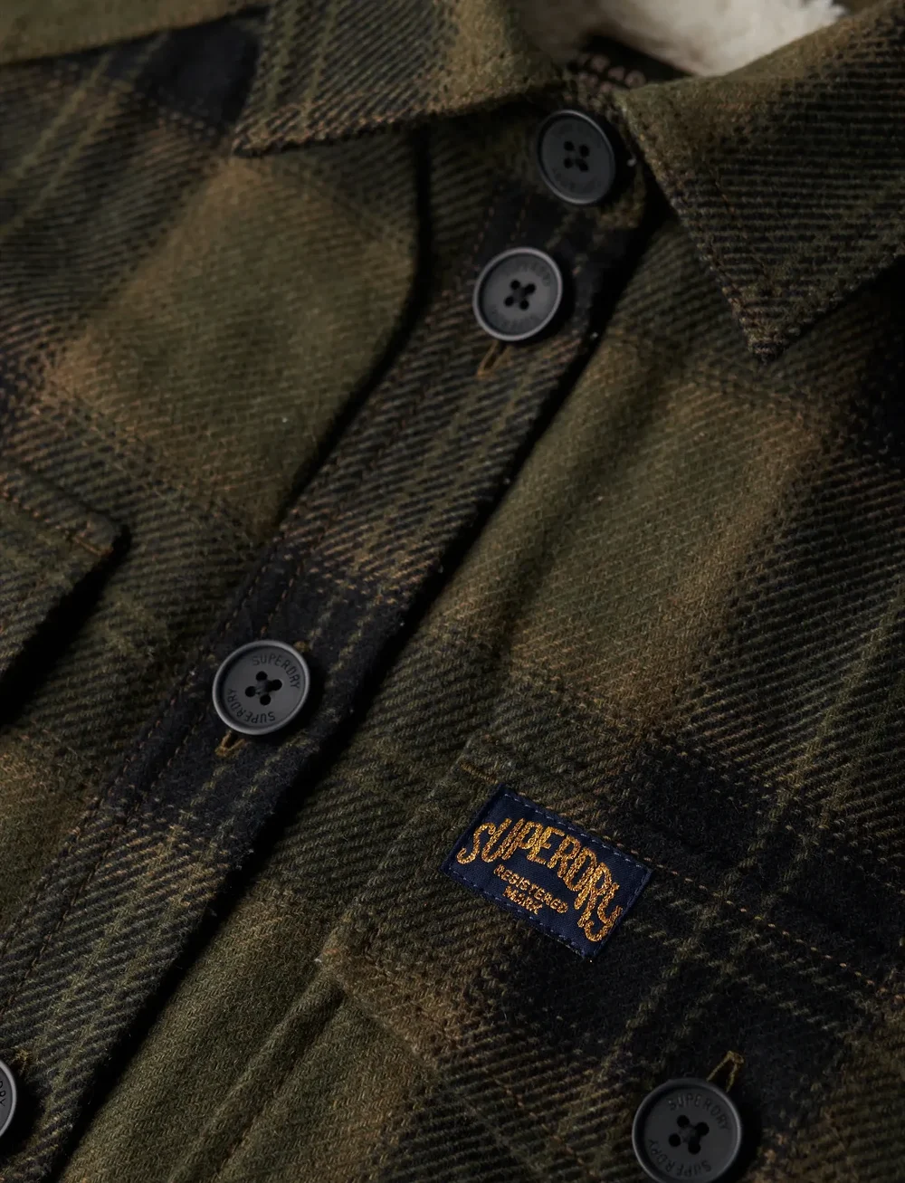 Superdry - BORG CHECK OVERSHIRT - efterårsjakker - roderick check olive - 5