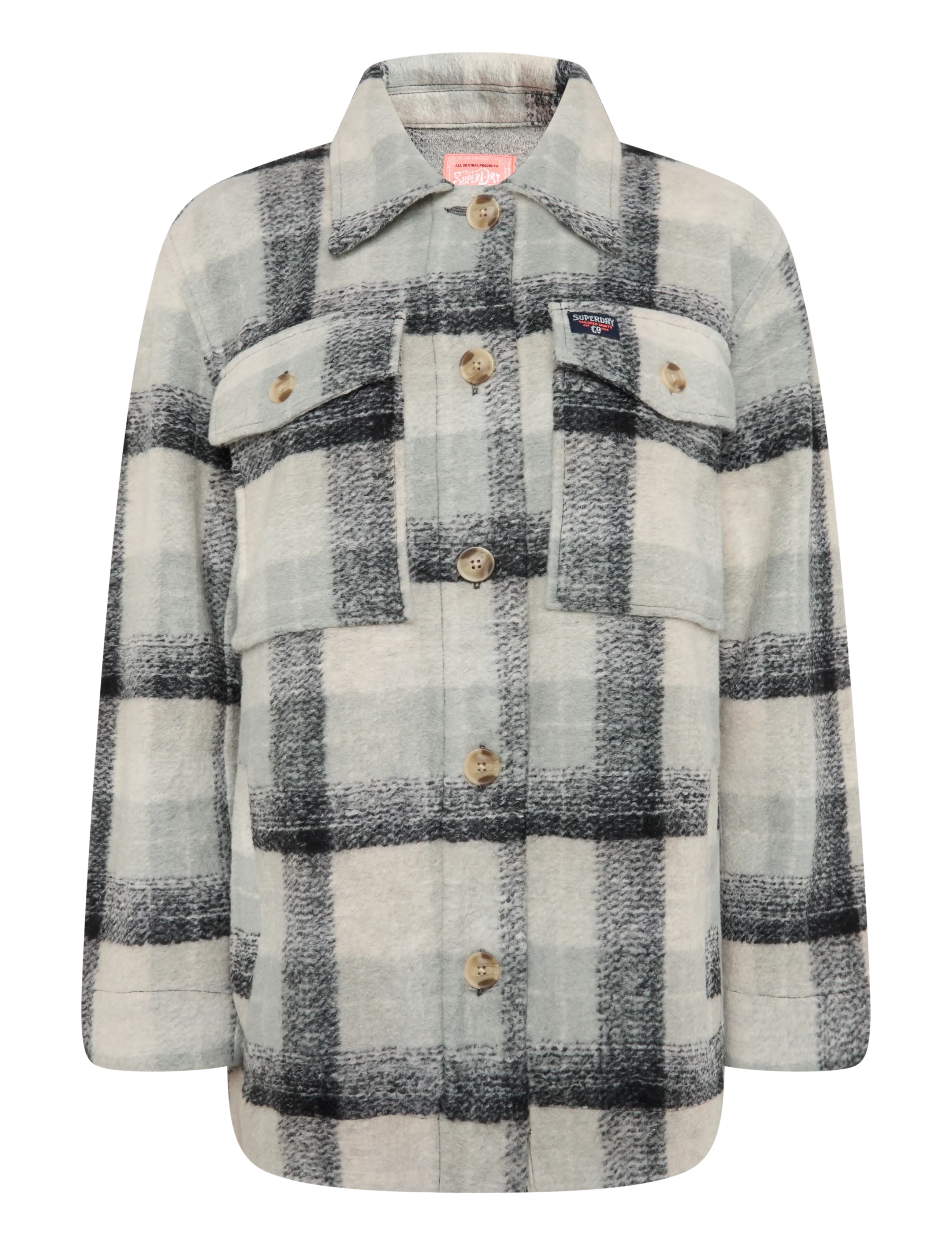 Superdry - HEAVYWEIGHT UNLINED OVERSHIRT - wolljacken - pale blue/black/ivory check - 1
