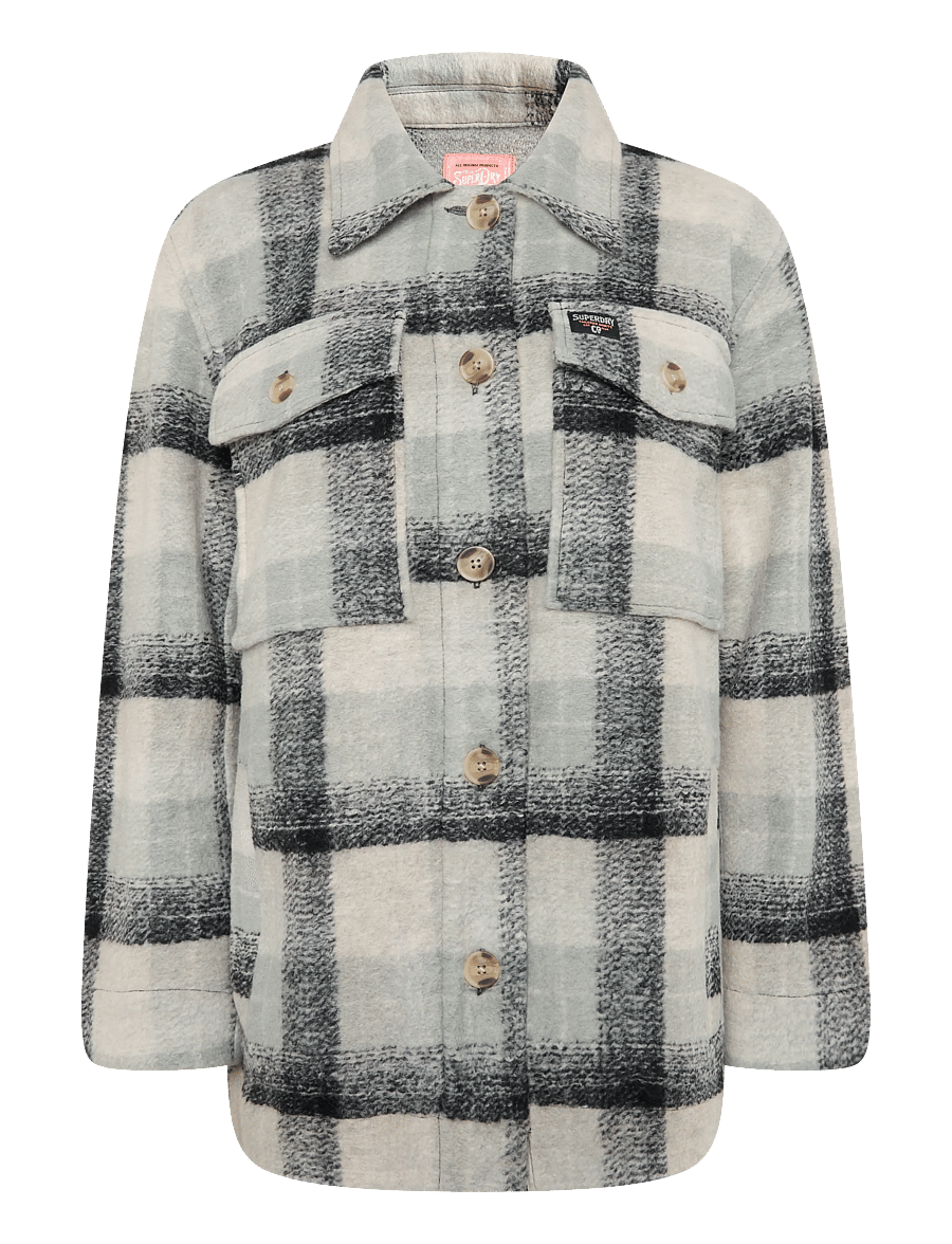 Superdry - HEAVYWEIGHT UNLINED OVERSHIRT - wolljacken - pale blue/black/ivory check - 1