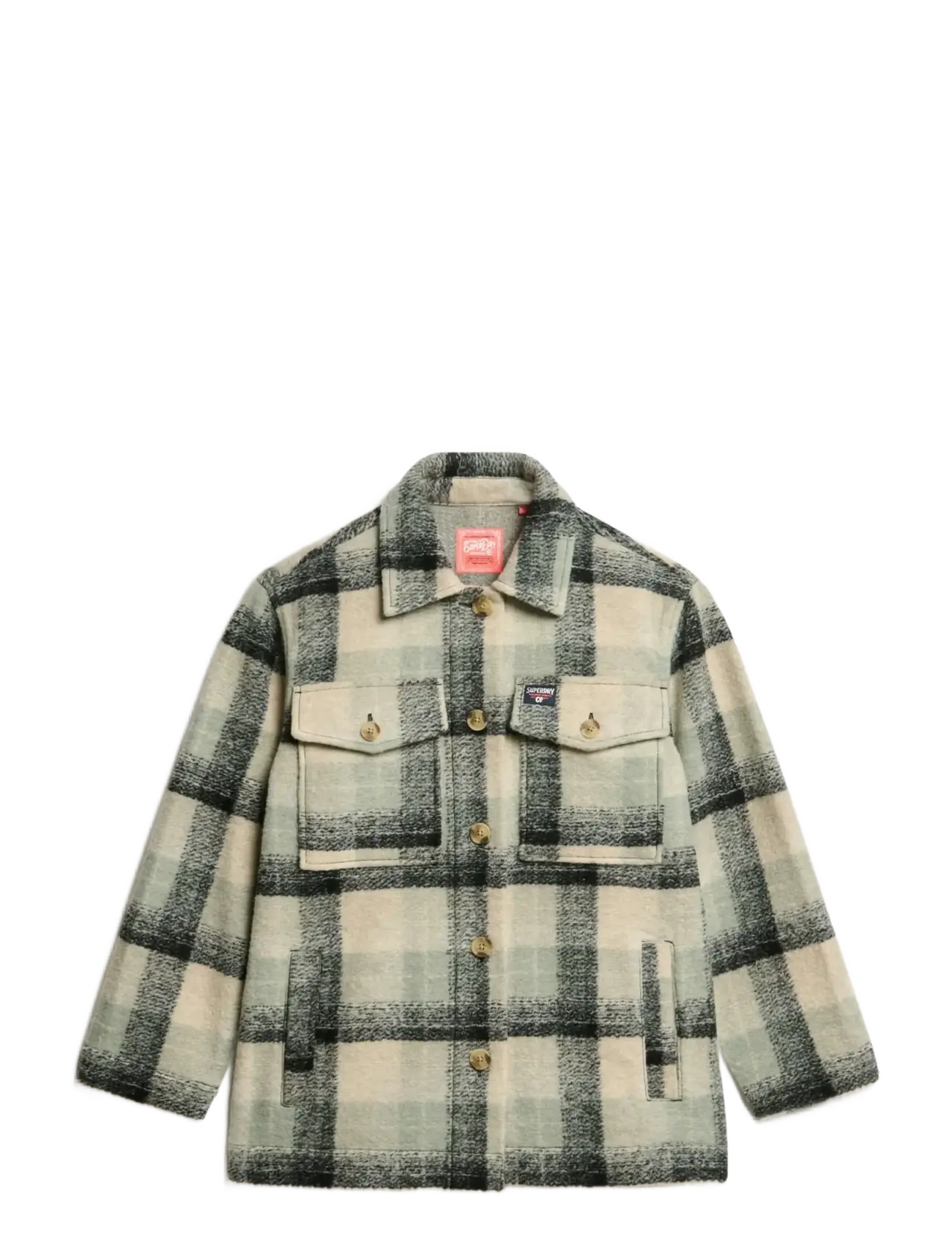 Superdry - HEAVYWEIGHT UNLINED OVERSHIRT - wool jackets - pale blue/black/ivory check - 1