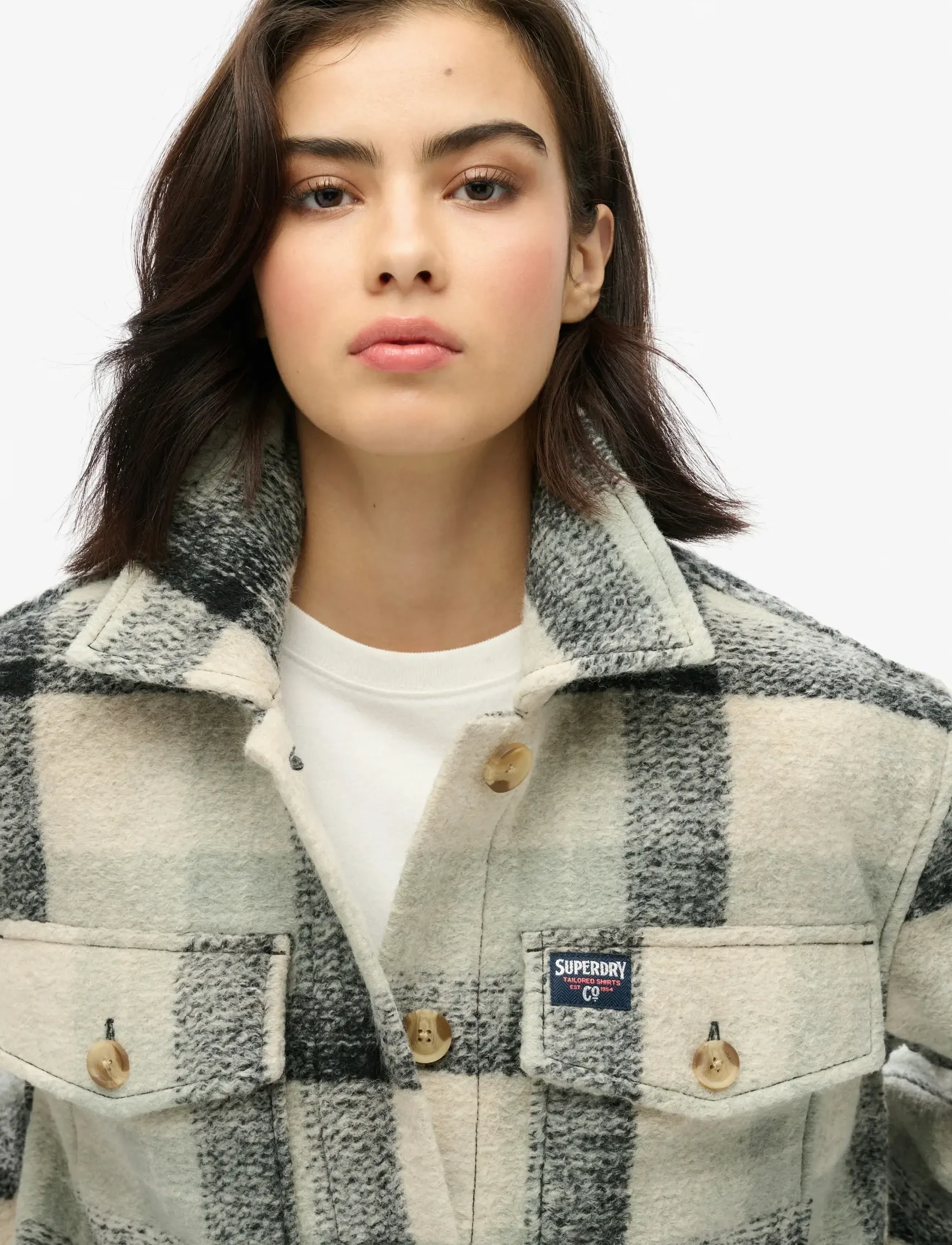 Superdry - HEAVYWEIGHT UNLINED OVERSHIRT - wool jackets - pale blue/black/ivory check - 2