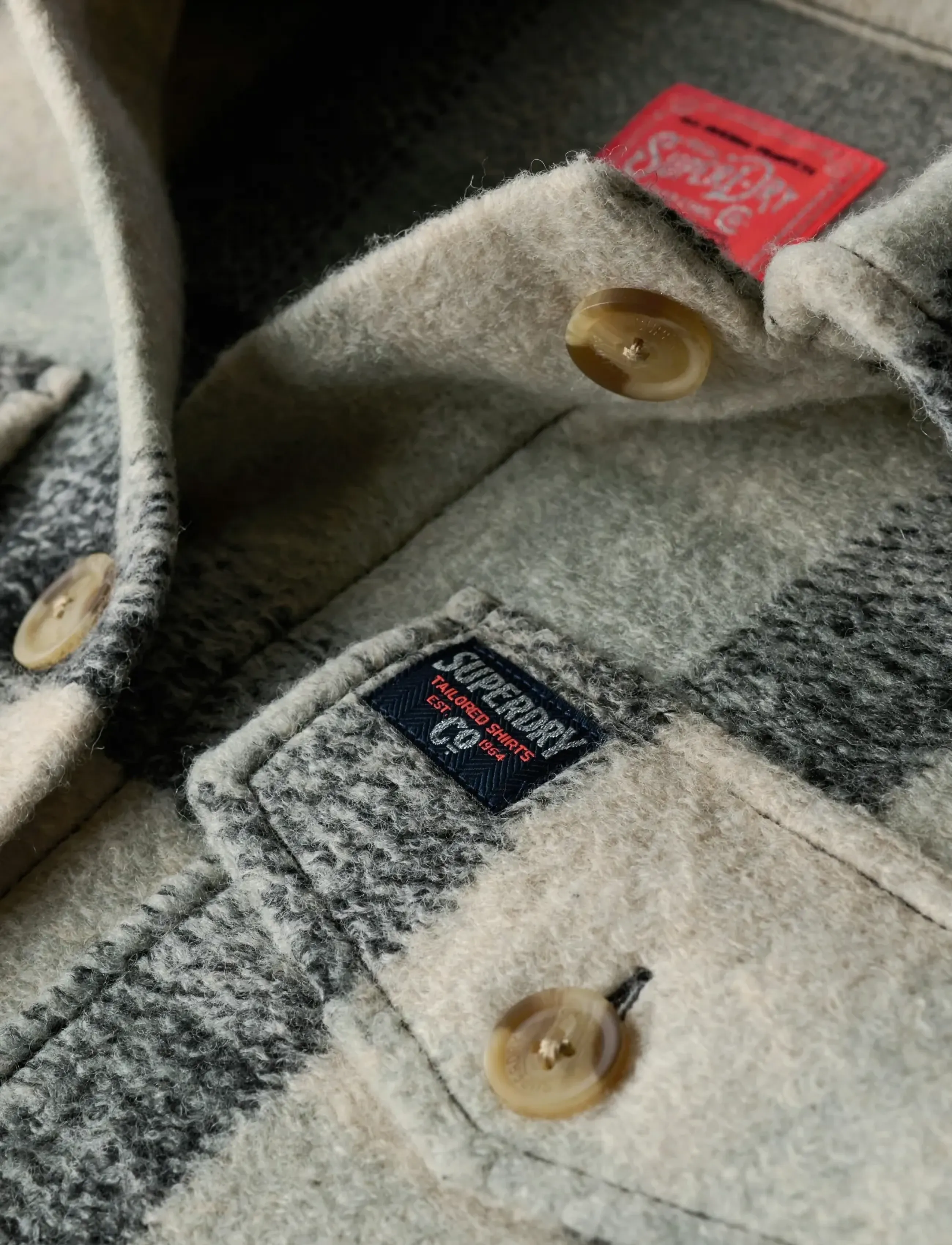Superdry - HEAVYWEIGHT UNLINED OVERSHIRT - wool jackets - pale blue/black/ivory check - 4