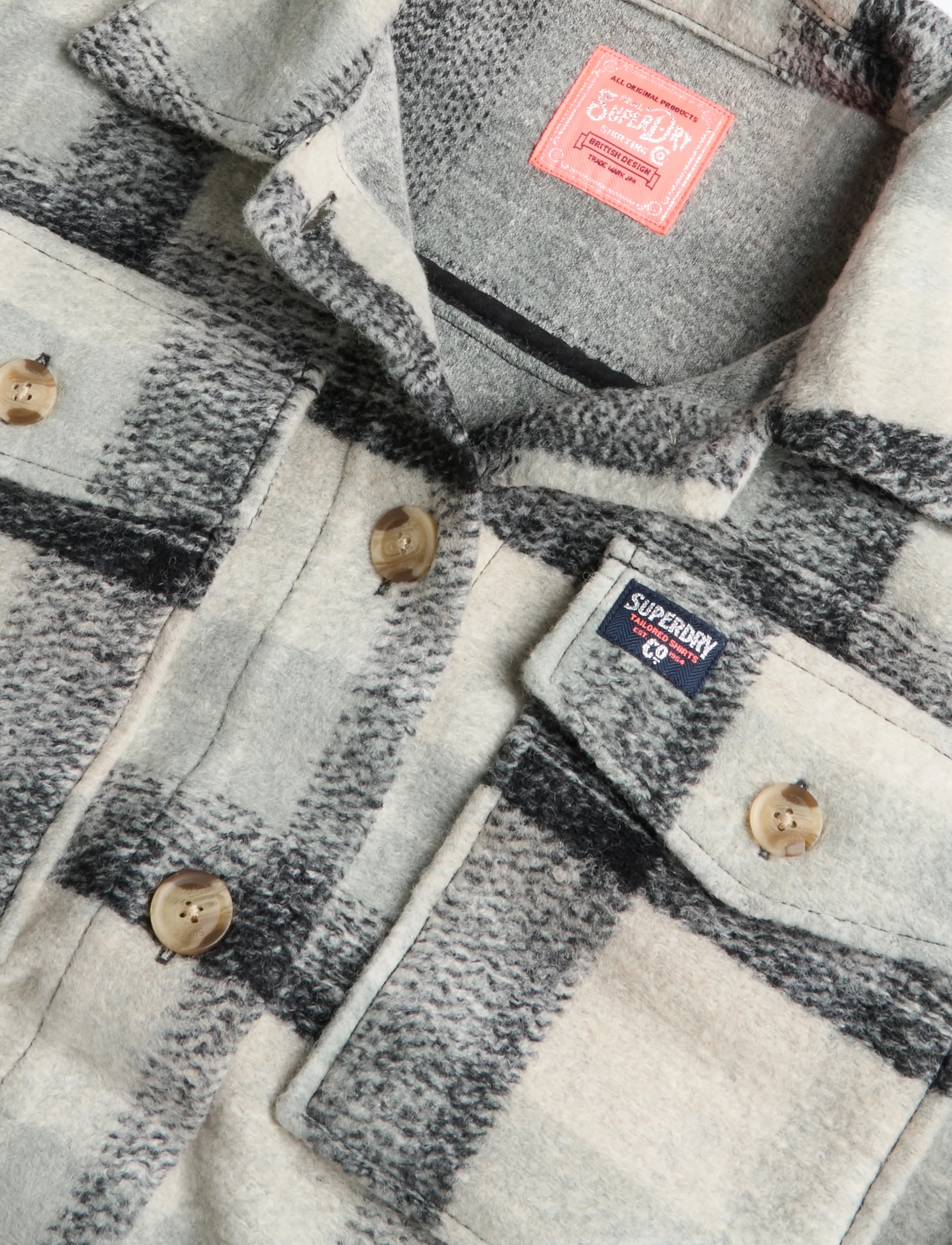 Superdry - HEAVYWEIGHT UNLINED OVERSHIRT - wolljacken - pale blue/black/ivory check - 5