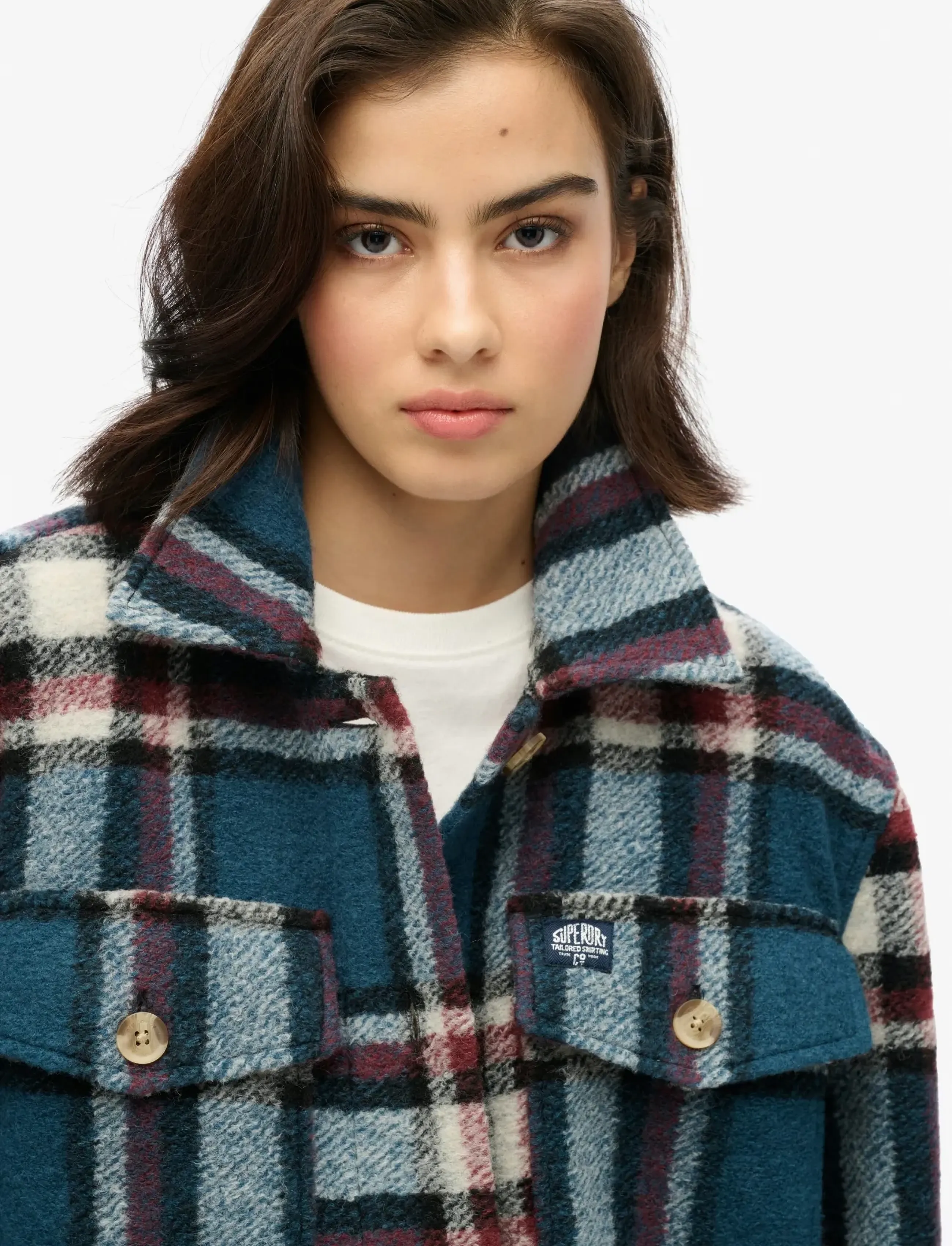 Superdry - HEAVYWEIGHT UNLINED OVERSHIRT - talvejoped - petrol blue check - 2
