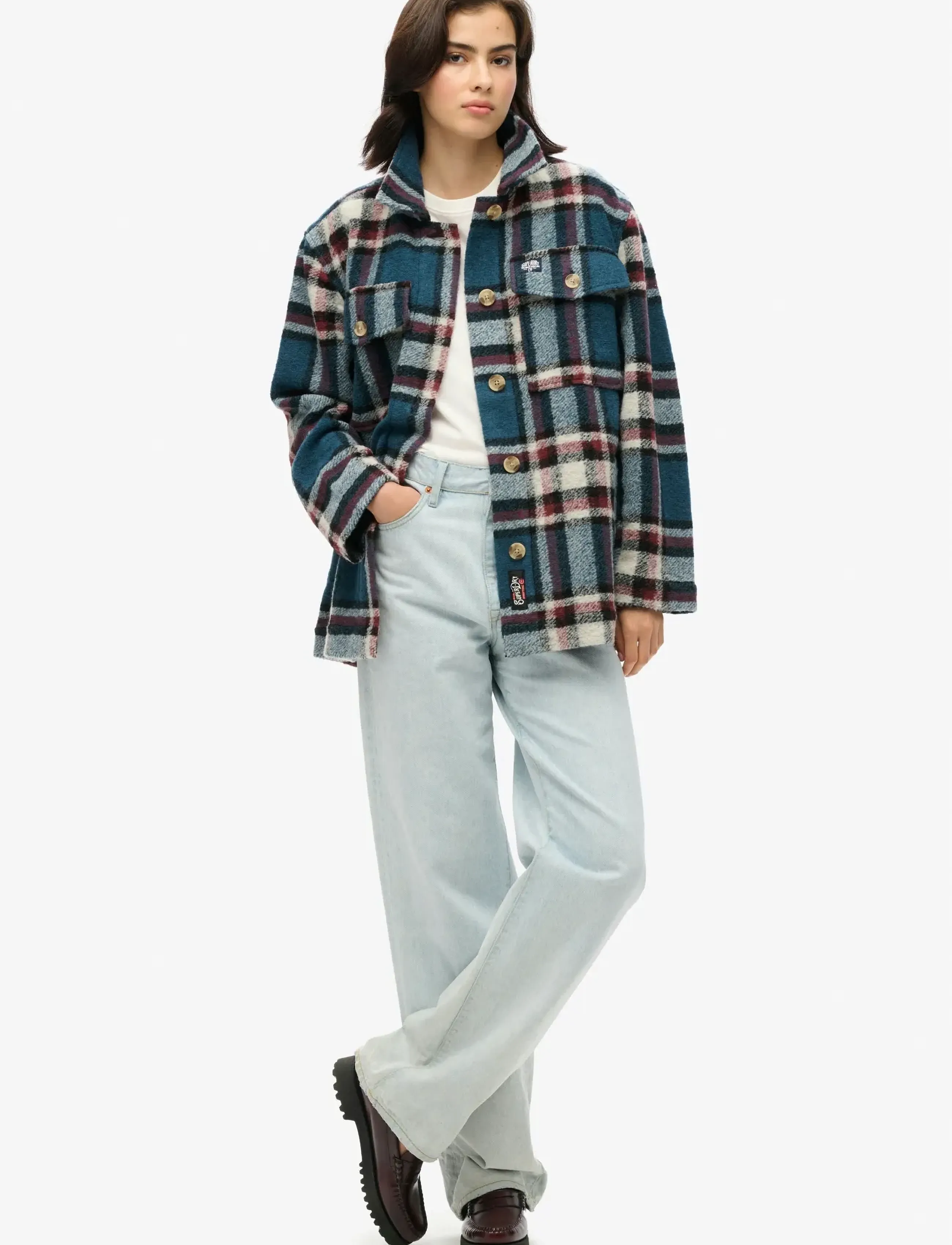 Superdry - HEAVYWEIGHT UNLINED OVERSHIRT - talvejoped - petrol blue check - 3