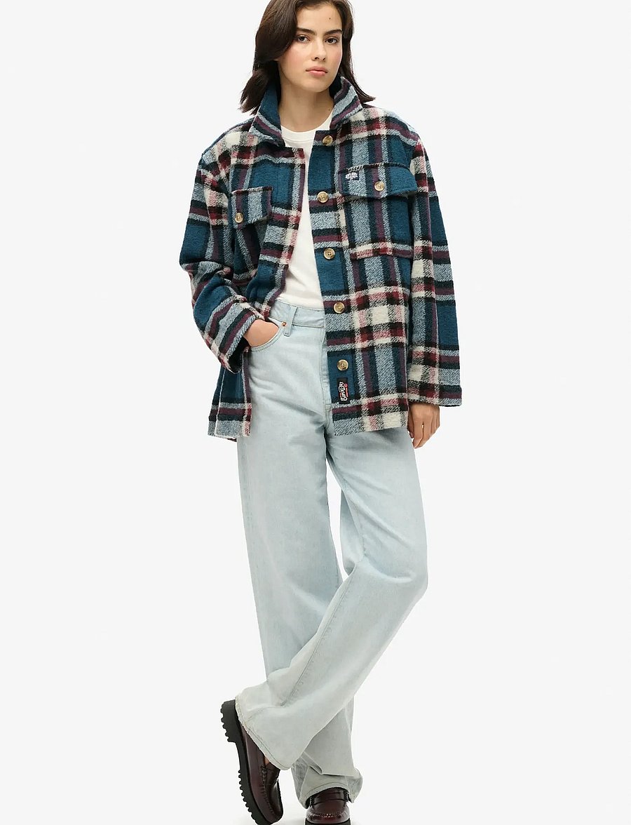 Superdry - HEAVYWEIGHT UNLINED OVERSHIRT - winterjacken - petrol blue check - 3