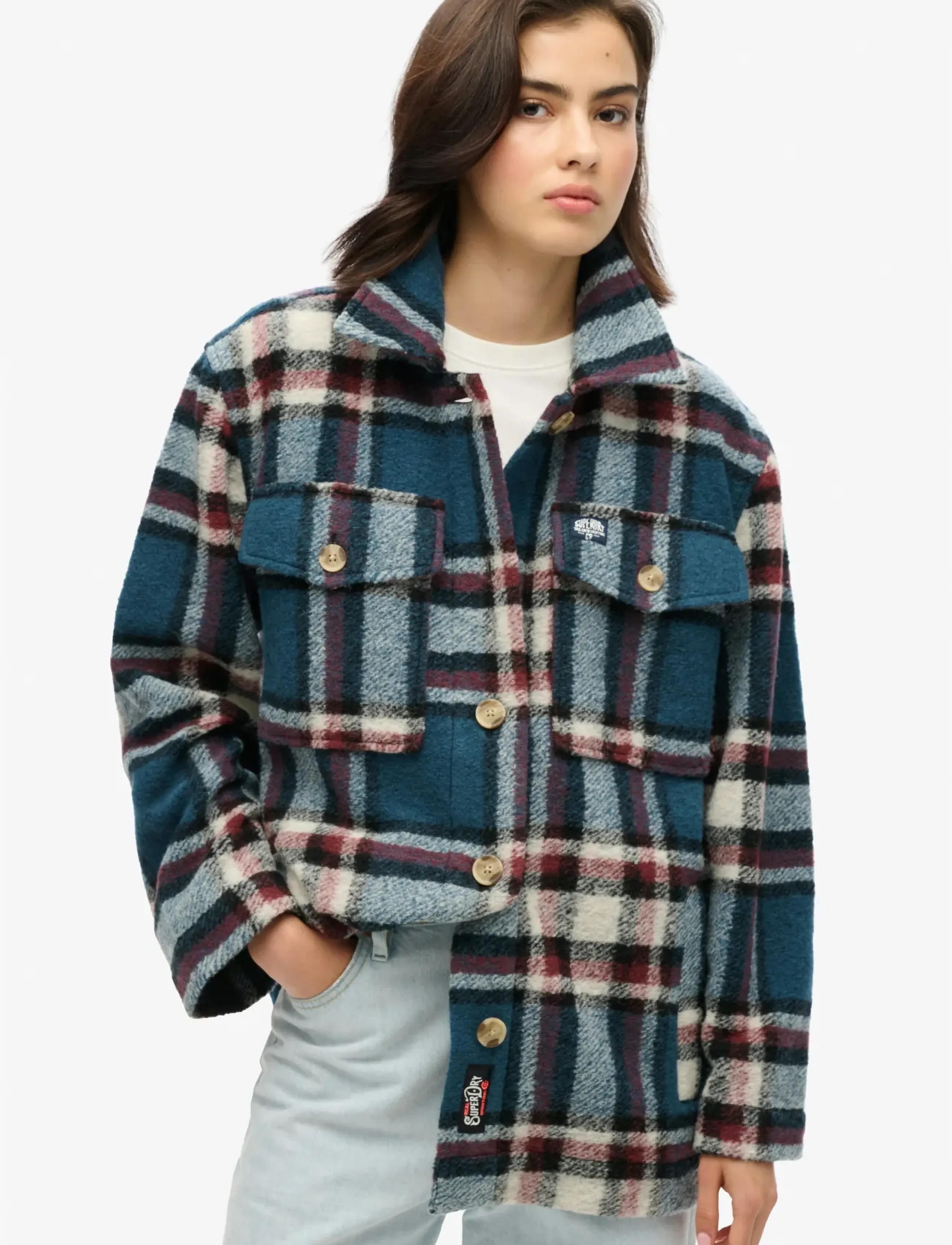 Superdry - HEAVYWEIGHT UNLINED OVERSHIRT - talvejoped - petrol blue check - 4