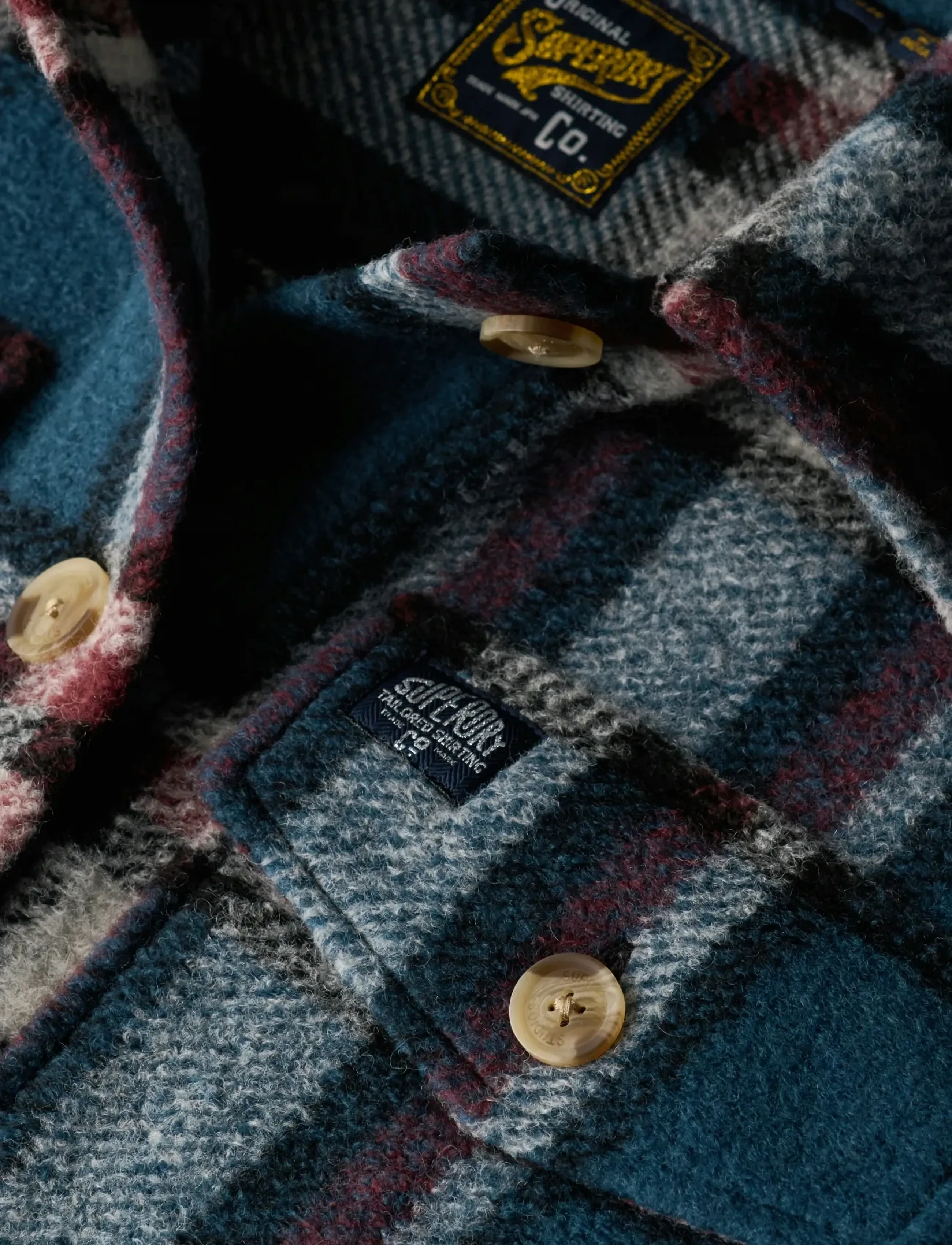 Superdry - HEAVYWEIGHT UNLINED OVERSHIRT - talvejoped - petrol blue check - 5