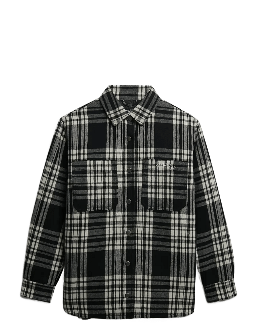 Superdry - CHECK LINED SHIRT - overshirts - black check - 1