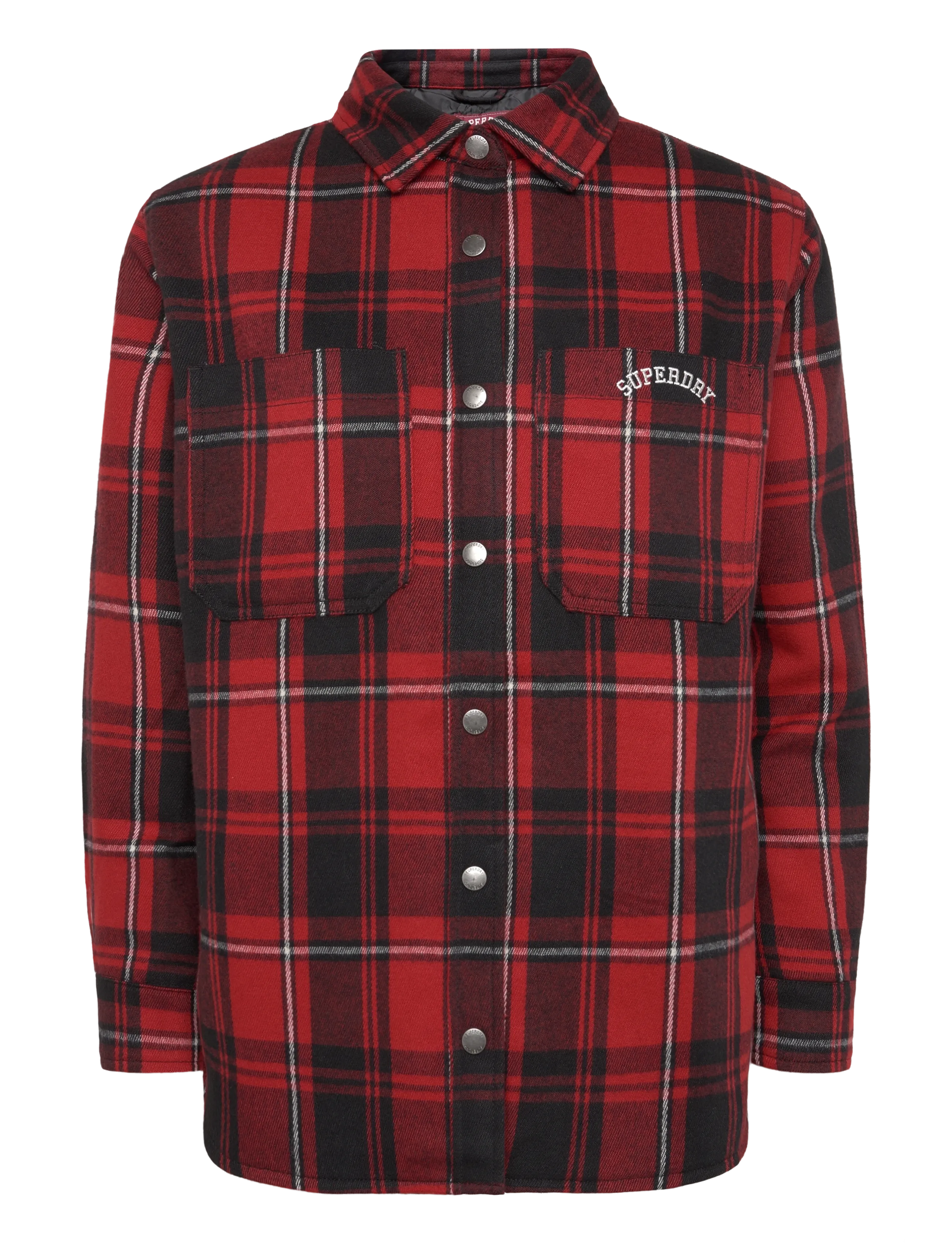Superdry CHECK LINED SHIRT - Overshirts - RED CHECK / red
